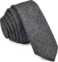 VOBOOM Mens Necktie Skinny Tweed Pattern Woolen Neck Tie
