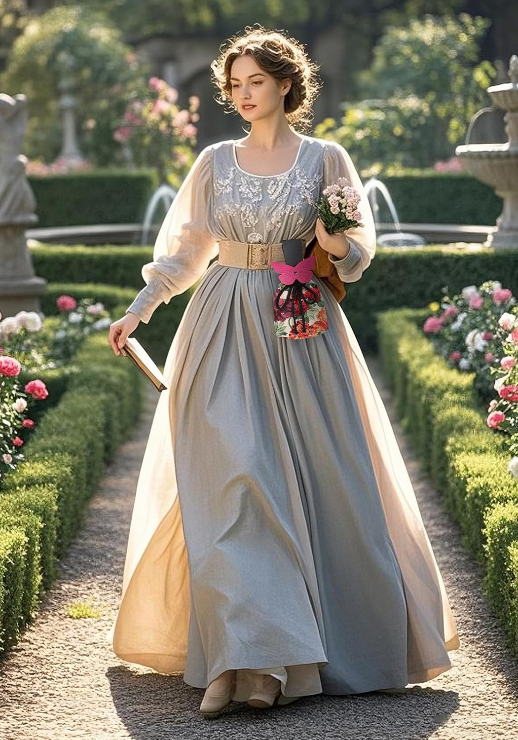 FURPHI Renaissance Belt Pouch Medeival Butterfly Drawstring Waist Bag Vintage Coin Purse Dice Bag Costume Accessories for LARP Ren Faire - Image 5