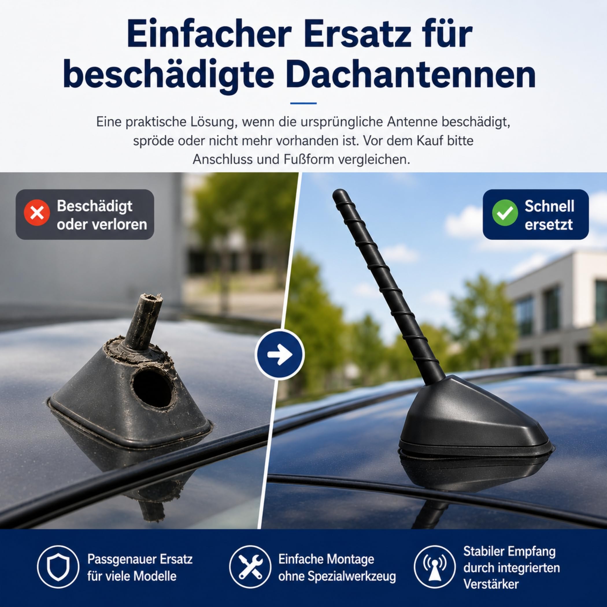 R15CS Stabantenne – Externe Dachantenne für Auto, AM/FM Radio für Hyundai, Toyota, KIA – Optimale Empfangsqualität für FM Radio | Ersatzantenne für Autoradio, AM/FM Empfang, einfache Montage, passend für viele Hyundai-, Toyota- und KIA-Modelle