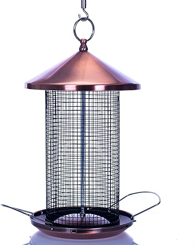 Miniatura 2 de Cottage Garden Comedero para pájaros de 3 libras con acabado de cobre de 12 pulgadas, malla de metal resistente, alimentador para pájaros y doble