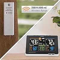 Vista 3 de Estación de pronóstico digital atómica inalámbrica de colores La Crosse Technology con alertas