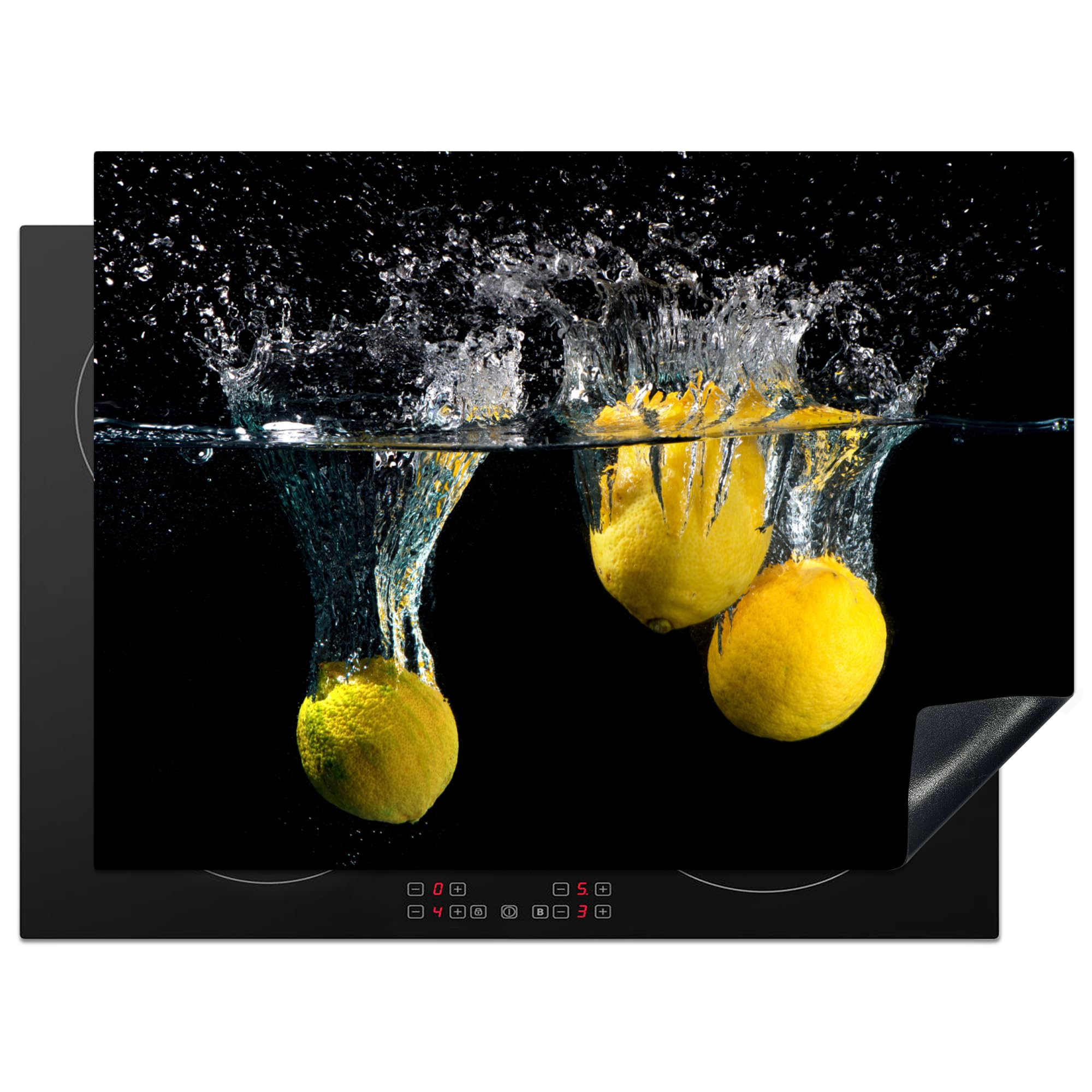 KitchenYeah© Induction Hob Cover Protector Mat 20.5"x28" / 71x52 cm Kitchen Universal Ceramic Covers for Electric Cookers Vinyl Lemon - Fruit - Still Life - Water - Yellow