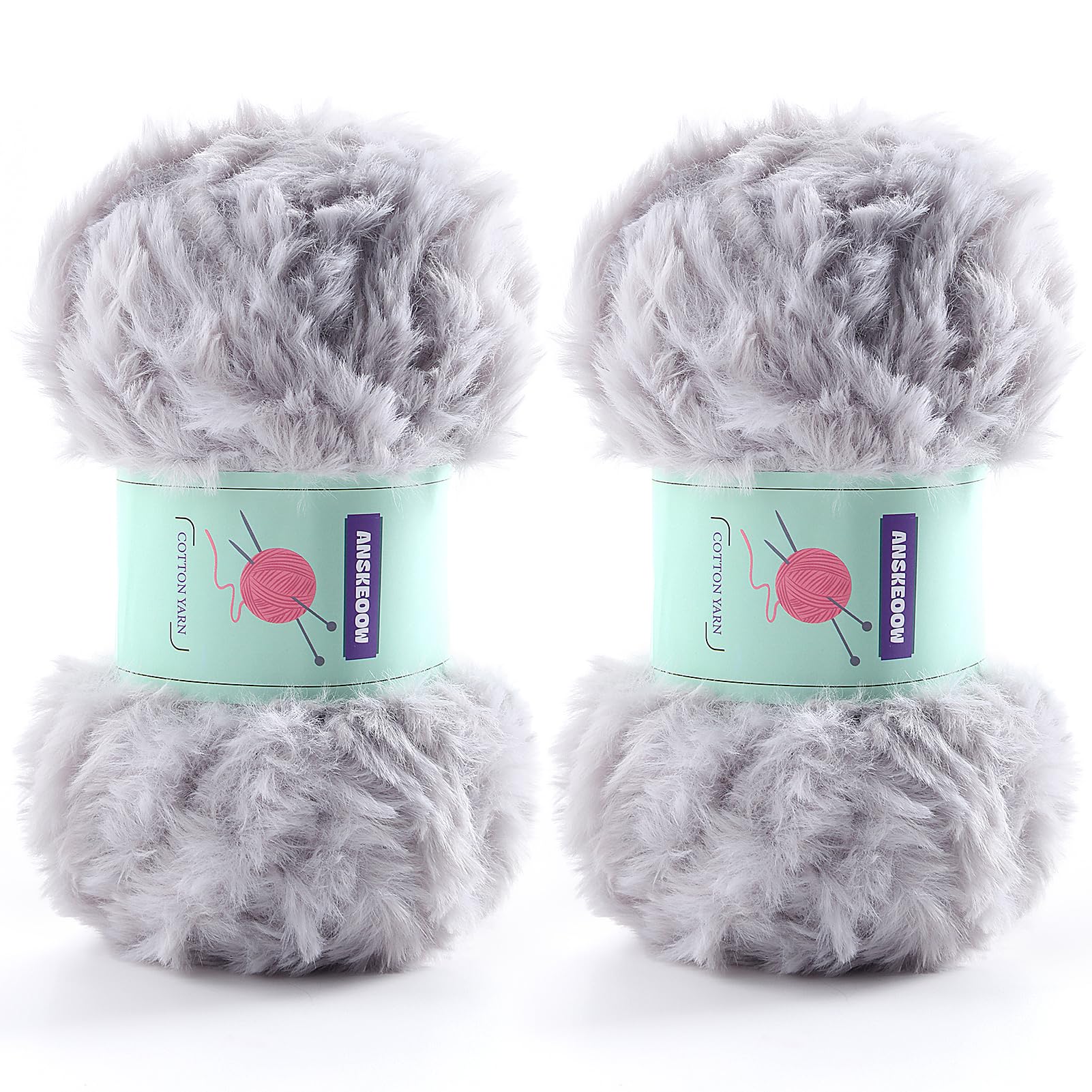 2 Skeins Soft Chunky Fluffy Fuzzy Faux Fur Yarn for Crocheting - Eyelash Furry Yarn for Knitting Blankets, Scarves and Sweaters, 3.5 Oz/75 Yards Per