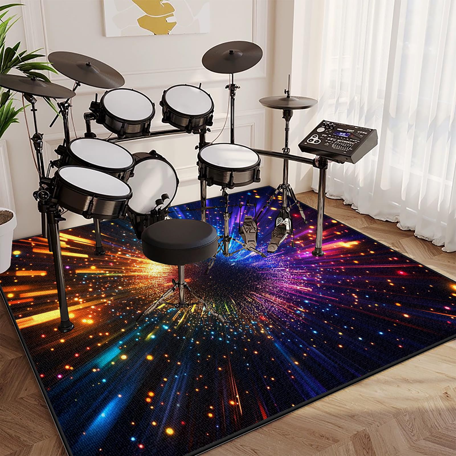 Tappetino per Batteria Elettronica, Tappeto Batteria Insonorizzato, Drum Carpet per Rullante Grancassa Tamburo Jazz Batteria, Tappetini Strumenti Musicali 180 x 140 cm