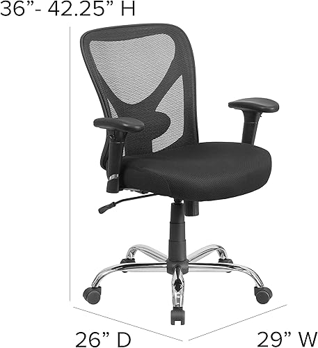 Miniatura 3 de Flash Furniture Silla de oficina grande y alta | Silla de oficina giratoria de malla de altura ajustable con ruedas