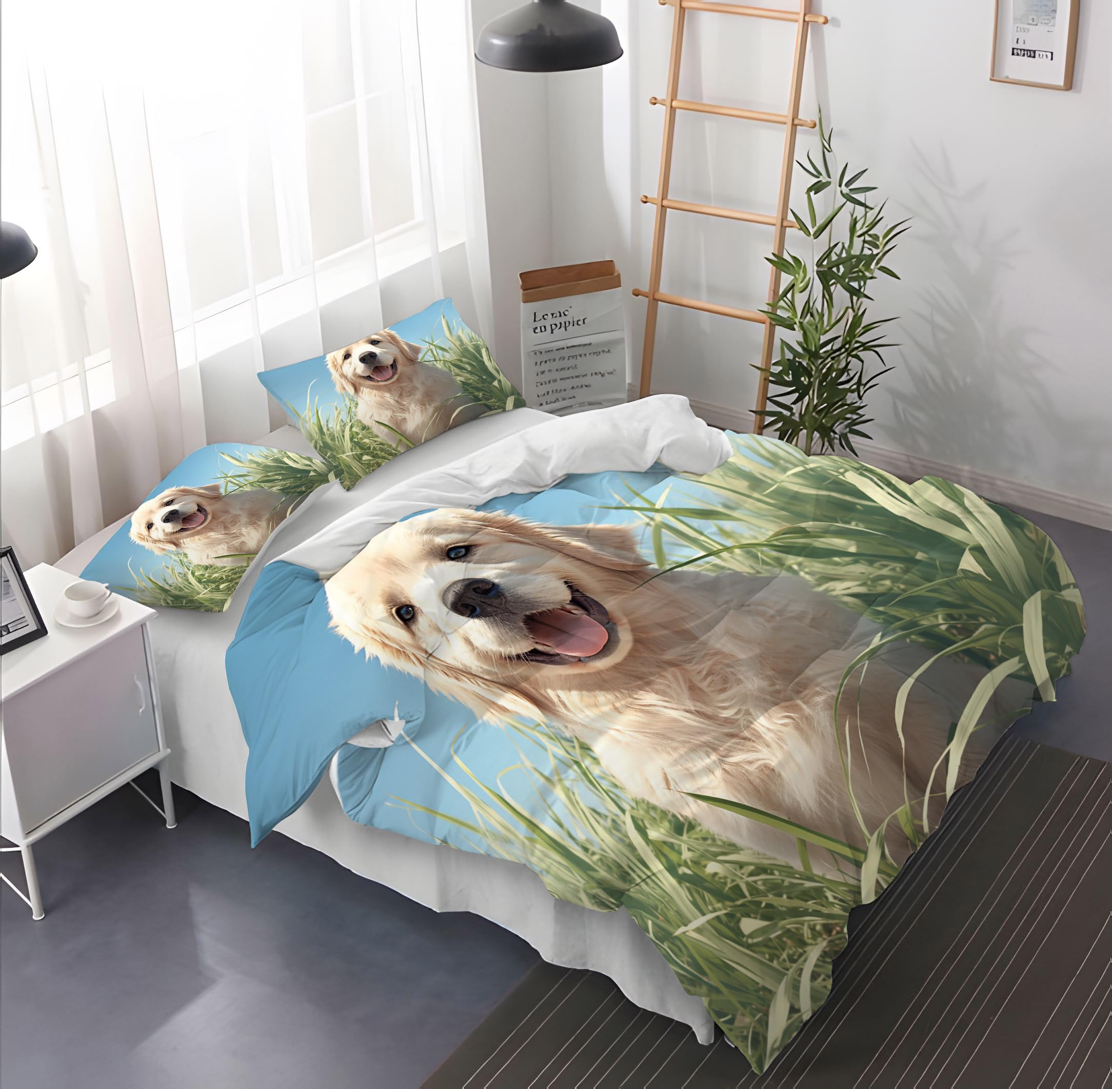 Amazon｜かわいいゴールデンレトリバーの掛け布団カバー シングル