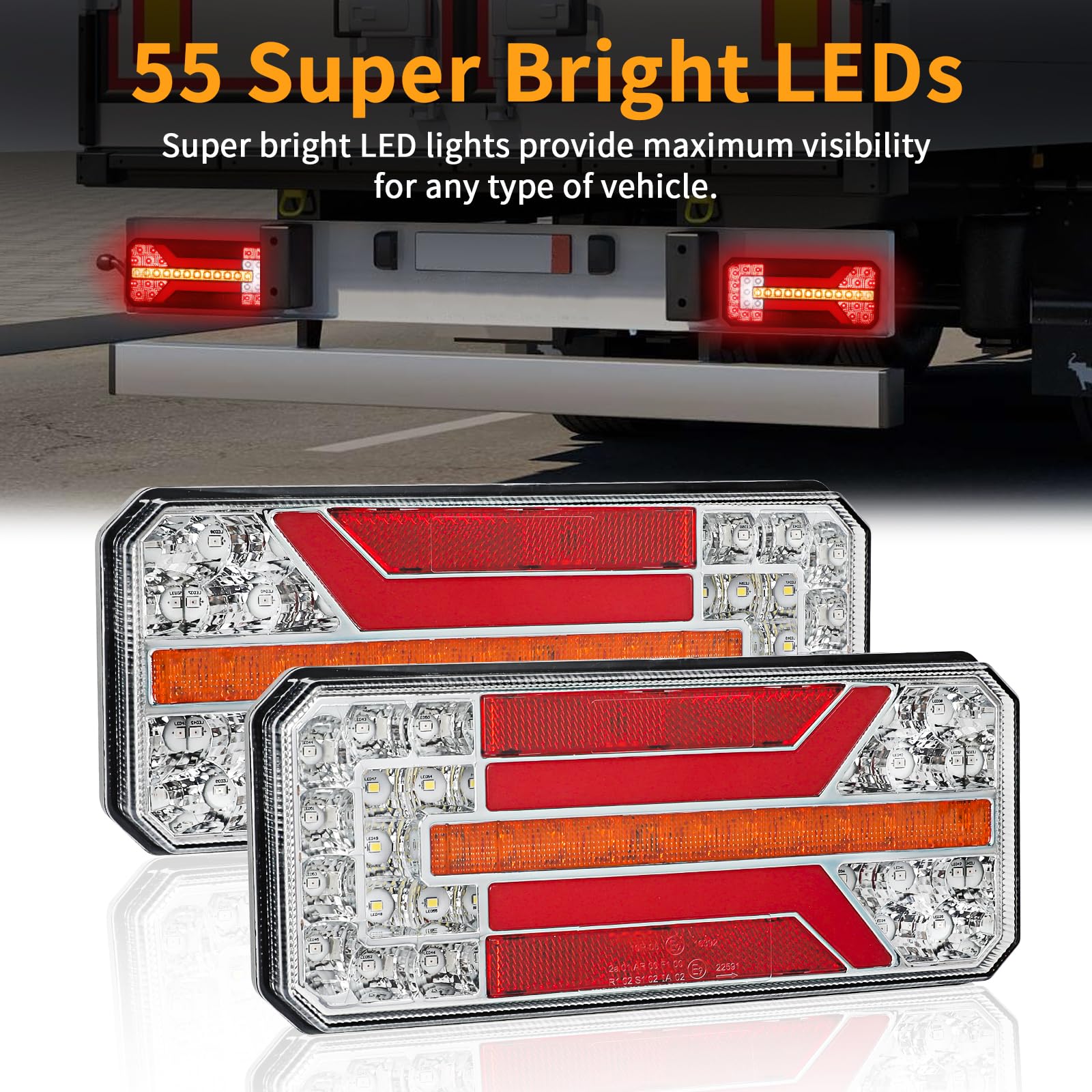 AOHEWEI 2 Stück Anhänger-Rücklichter, 12 V/24 V superhell wasserdicht Blinker Bremse Rückwärtsgang Nebelscheinwerfer Reflektorlampe für Anhänger, LKW, Wohnwagen, Van, Traktor