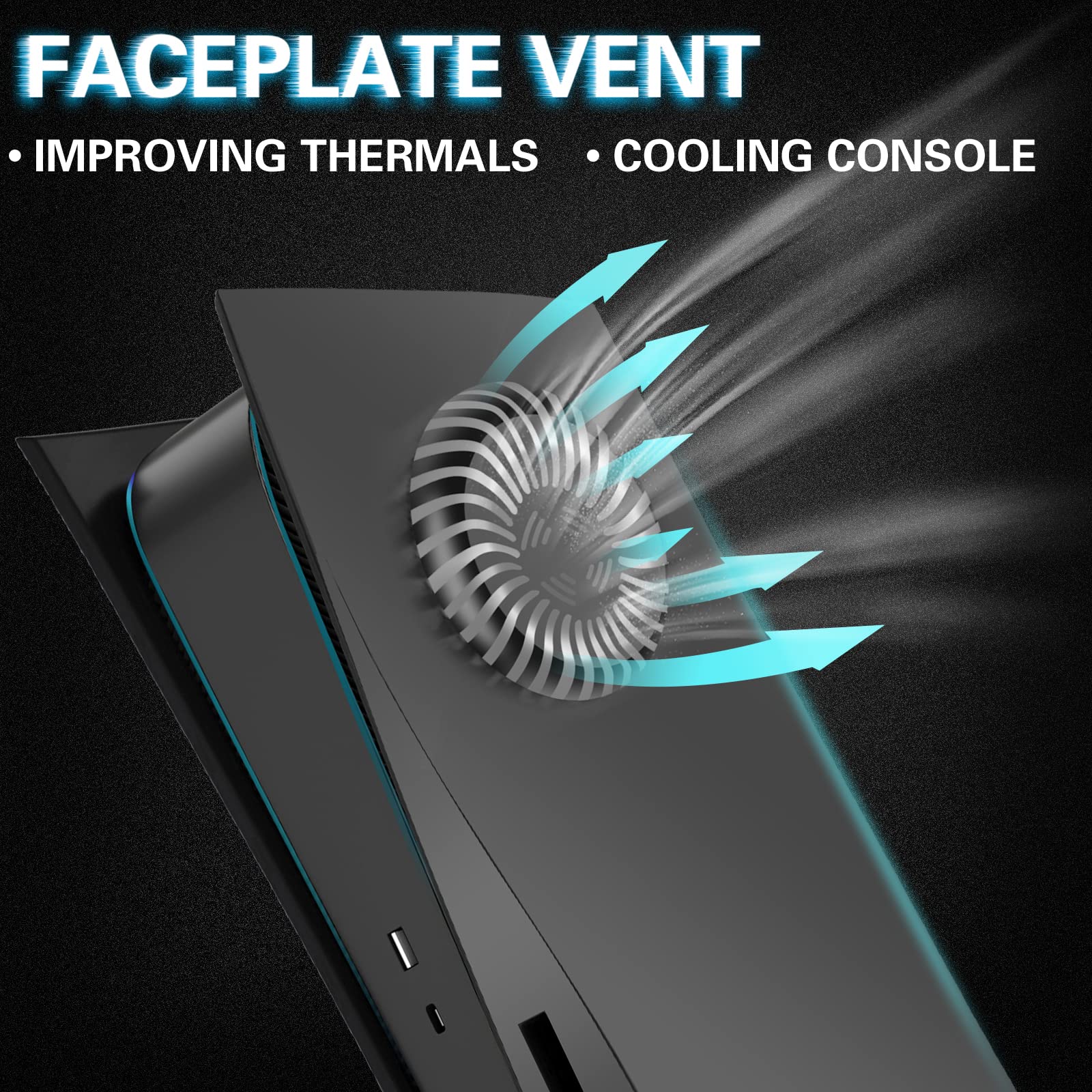 für PS5 Disc Edition Faceplate, Anti-Scratch staubdichtes Gehäuse Ersatz, Cover Skin fit für PS5 Konsole (CD-ROM) mit Kühlungsöffnung, Platten für P5 Zubehör, Einfache Installation - Schwarz