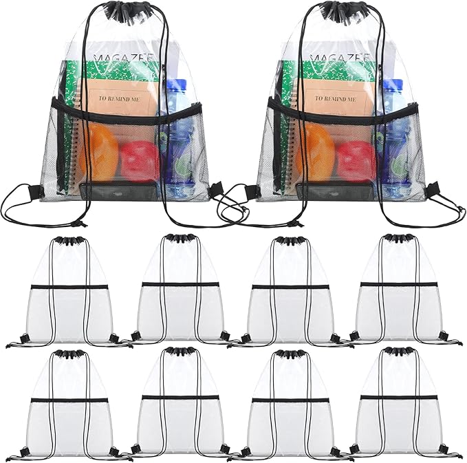 Amazon.com | 10 Pcs Clear Drawstring Bag Stadium Approved Drawstring ...