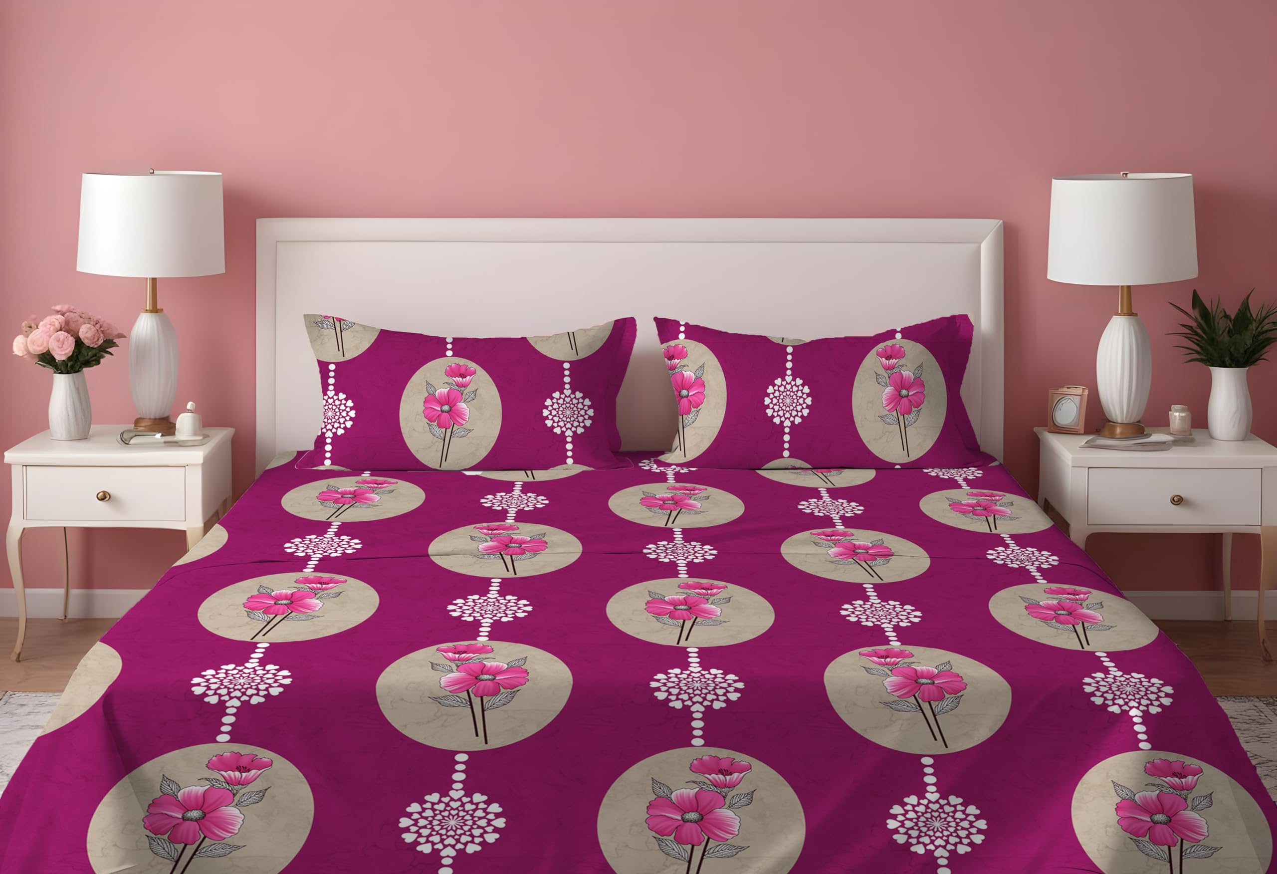DREAMLET Premium Cotton Flat Double Bedsheets with 2 King Size Pillow Covers Double Bed Breathable Wrinklefree Ultrasoft Supersoft 210TC (Purple, Flat) (B0D7VSW4C8) Amazon Price History, Amazon Price Tracker
