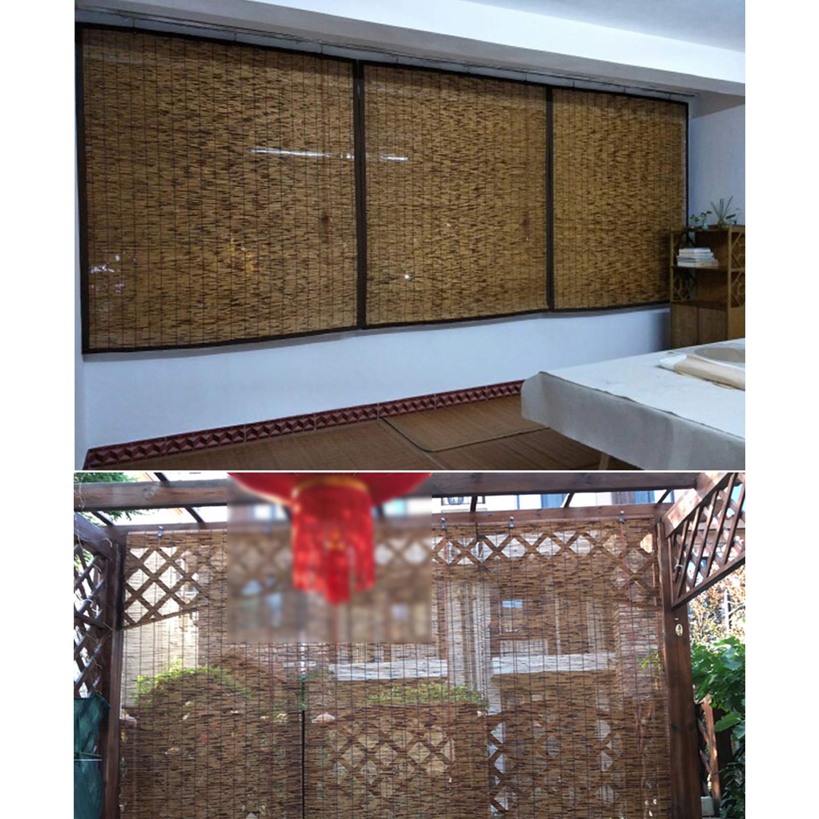Stores À Rouleaux en Bambou de Décoration Rétro de Carbonisation,Rideau de Roseau D'intimité de Cloison,Stores À Enroulement Ventilée D'ombrage,pour Terrasse/Restaurant (120x200cm/47x79in)