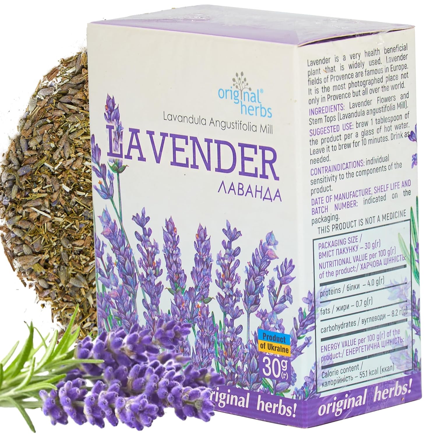 LAVENDER TEA, (LAVANDULA ANGUSTIFOLIA) | 100% Pure & Natural, Wild-Crafted, Loose Leaf Herbal Tea - 30g (1.06oz) - Original Herbs Herbal Tea