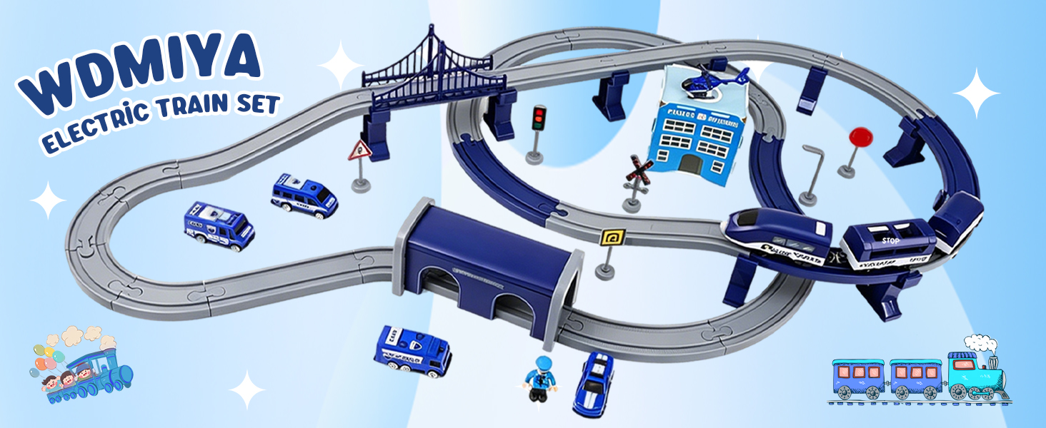 Wdmiya Train En Bois 113 Pièces – Circuit Ferroviaire Urbain Avec Ponts, Tunnels Et Personnages – Cadeau Dès 3 Ans