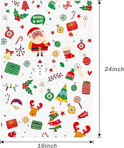 Miniatura 4 de Kolewo4ever Juego de 20 bolsas de celofán de Navidad, muñeco de nieve, Papá Noel, copo de nieve, botellas de vino, incluye 10 bolsas de cesta de