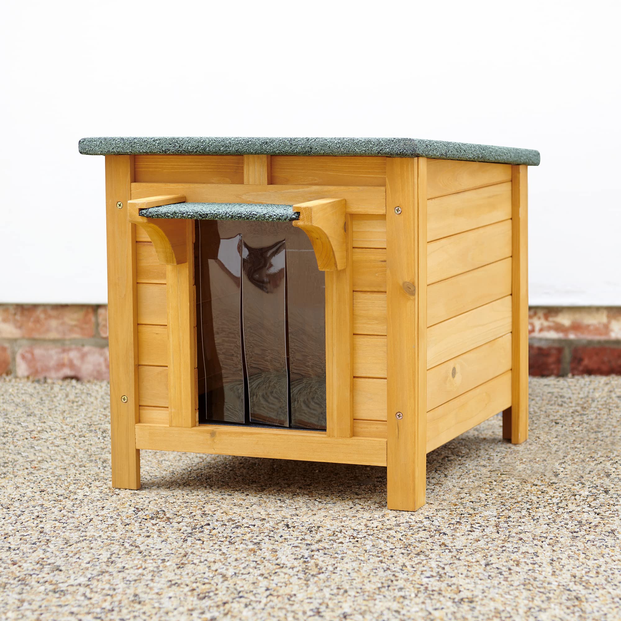 FeelGoodUK Wooden Hide House Cat Rabbit Shelter Shade Small Animal 42 w x 51 d x 42 h