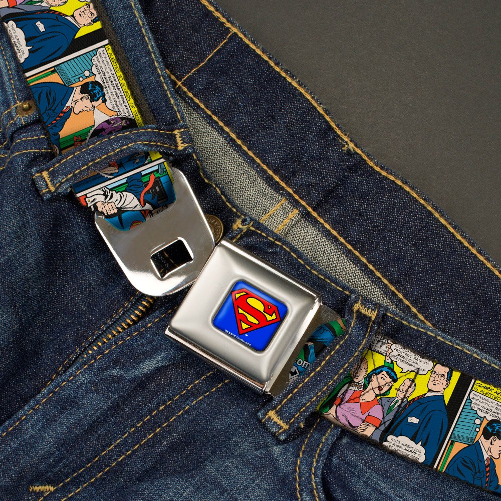 Belt Seatbelt Buckle Superman Comic Panels Youth 20 to 36 Inches
