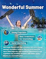 Vista 5 de Greatever Aletas de esnórquel con bolsillo completo para el pie, aletas largas y duraderas para buceo, equipo de esnórquel profesional