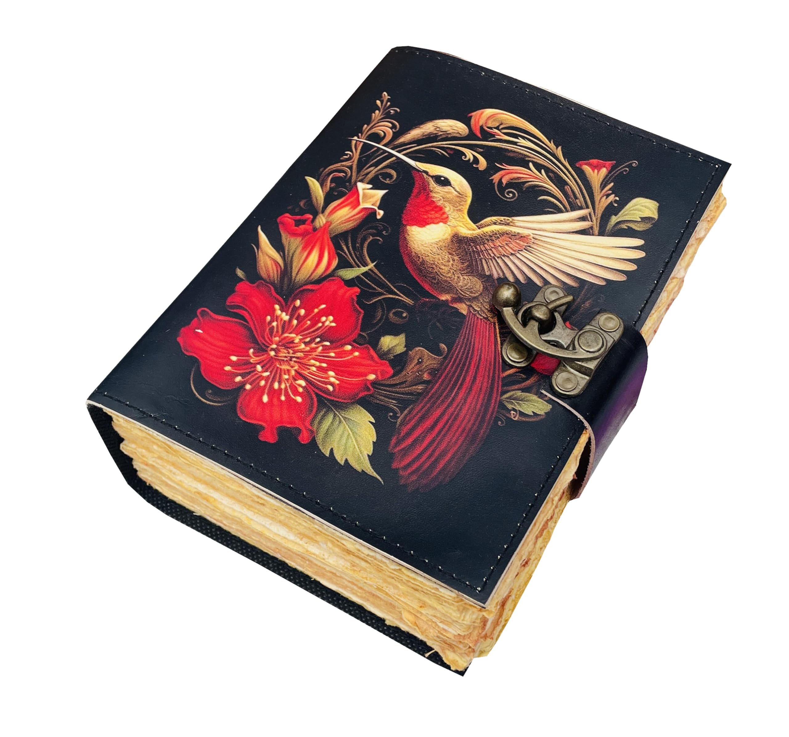 KMAAC Diario con libro delle ombre, 400 pagine, design vintage con colibrì, grande quaderno di preghiera per scrivere, album da disegno, diario di carta artistica per donne