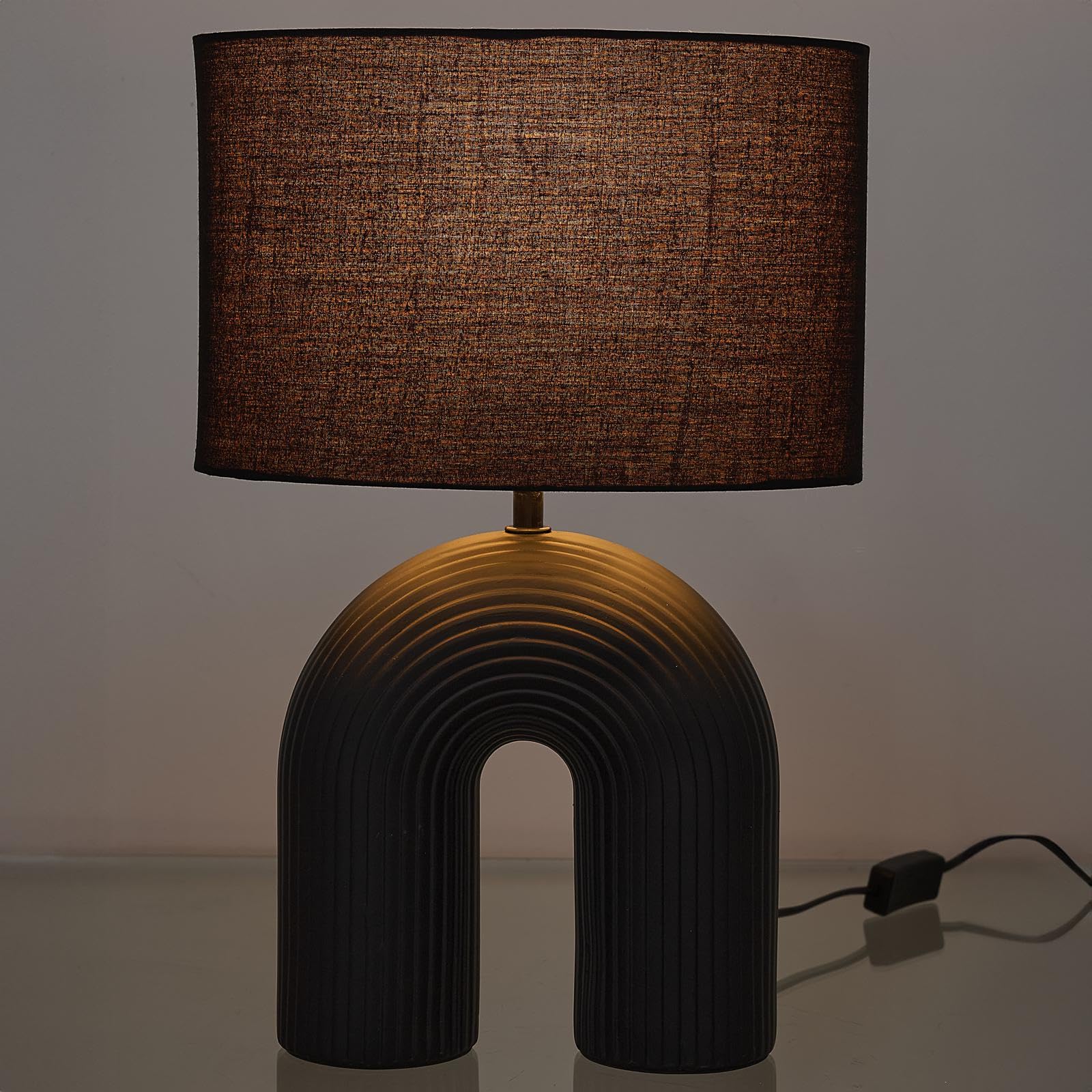 HOME DECO FACTORY Lampe Céramique Design Moderne Variateur d'Intensité Noir