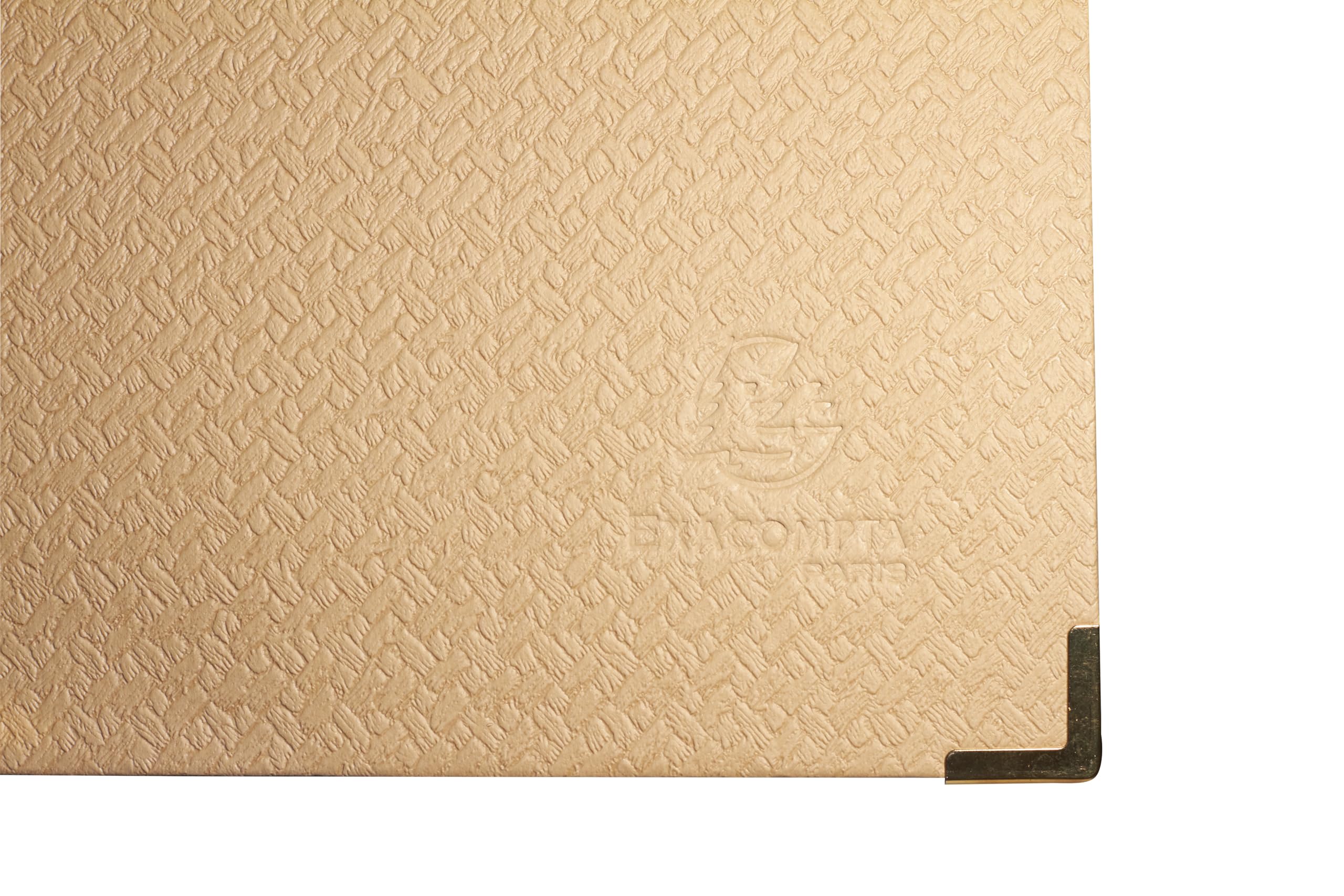 Exacompta - 1 x Office By Me lintmap met 18 vakken - binnenkant van zwart gerecycled karton - geschikt voor A4 formaat - gouden metalen hoekband voor extra bescherming - beige