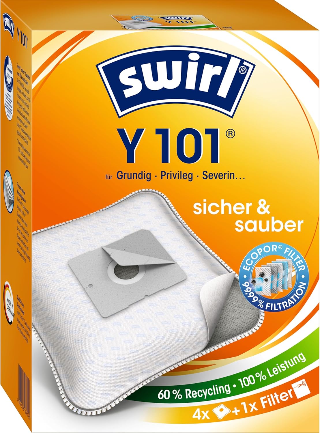 SWIRL SAC D'ASPIRATEUR Y 101, AVEC FILTRE MICROPORPLUS