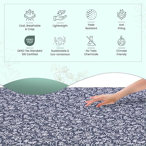 Miniatura 10 de Feather & Stitch - Juego de sábanas de percal de 300 hilos con bolsillos profundos