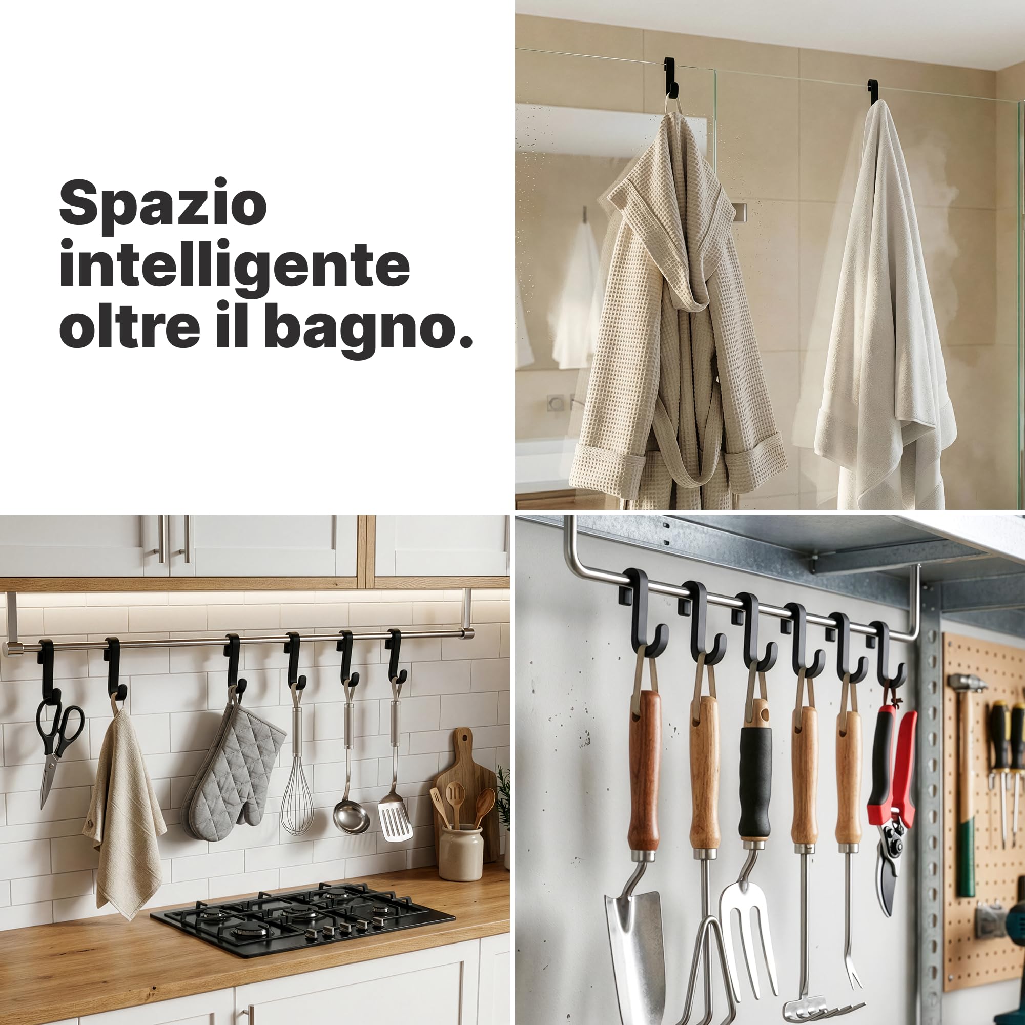 Minismus Ganci Appendi Accappatoio Bagno, Ganci in Silicone da Appendere per Porte Doccia in Vetro Senza Telaio, Appendi Accappatoio Bagno per Asciugamani e Accappatoi, Set da 2