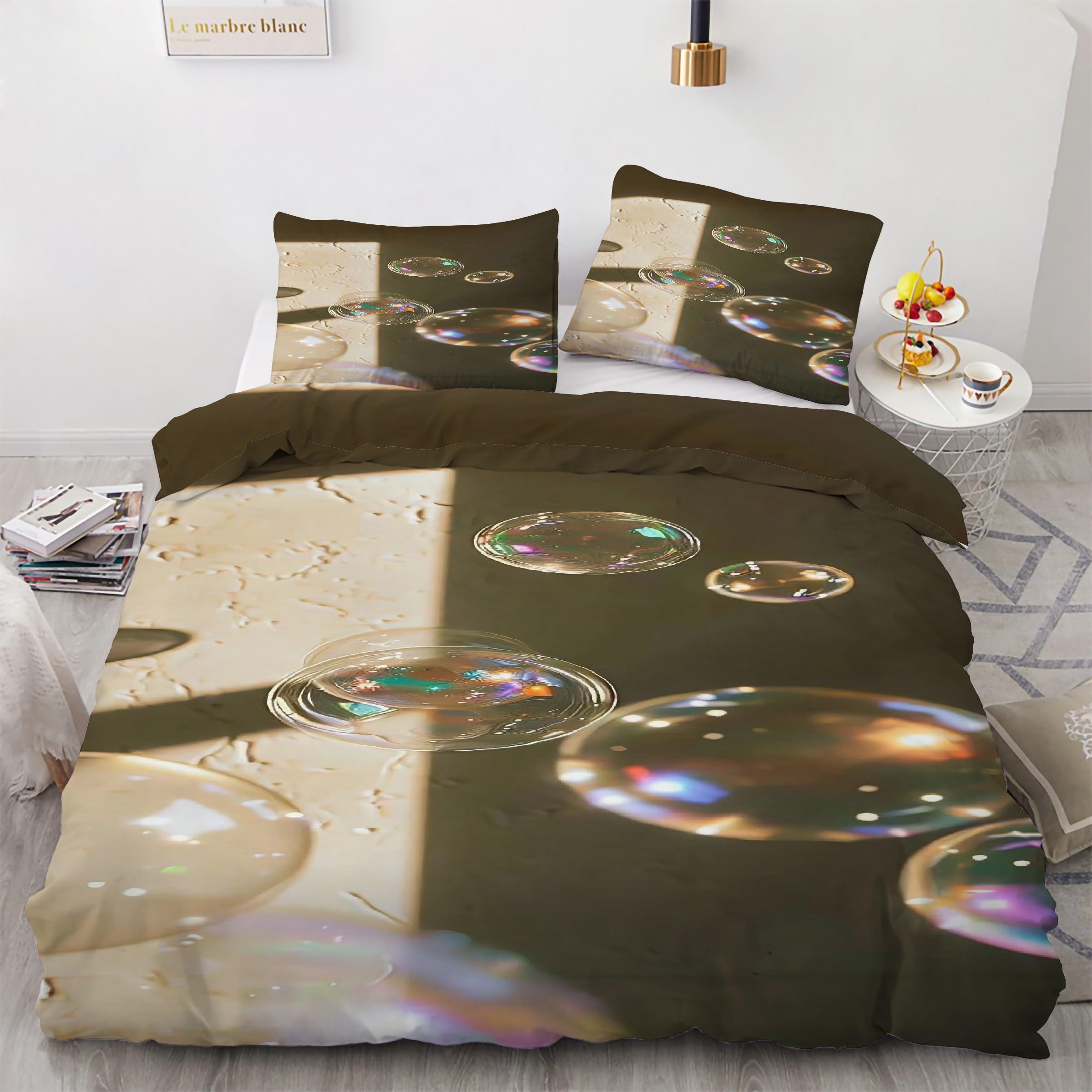 Parure de lit 90x190 housse de couette bulles colorées zippée pour en finir avec la couette qui glisse