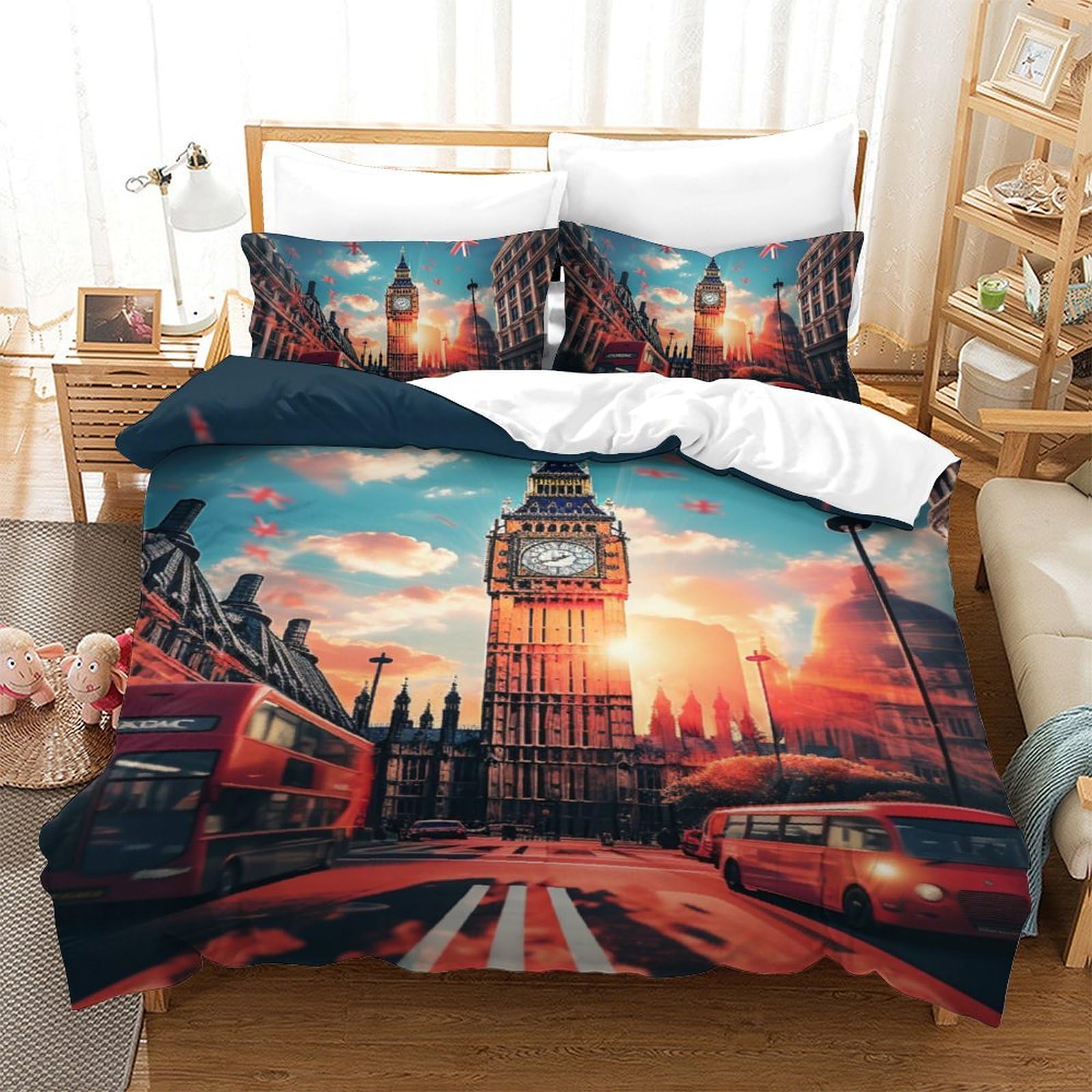 Parure de lit Londres 3D pour décorer la chambre d'une fille ou d'un adolescent