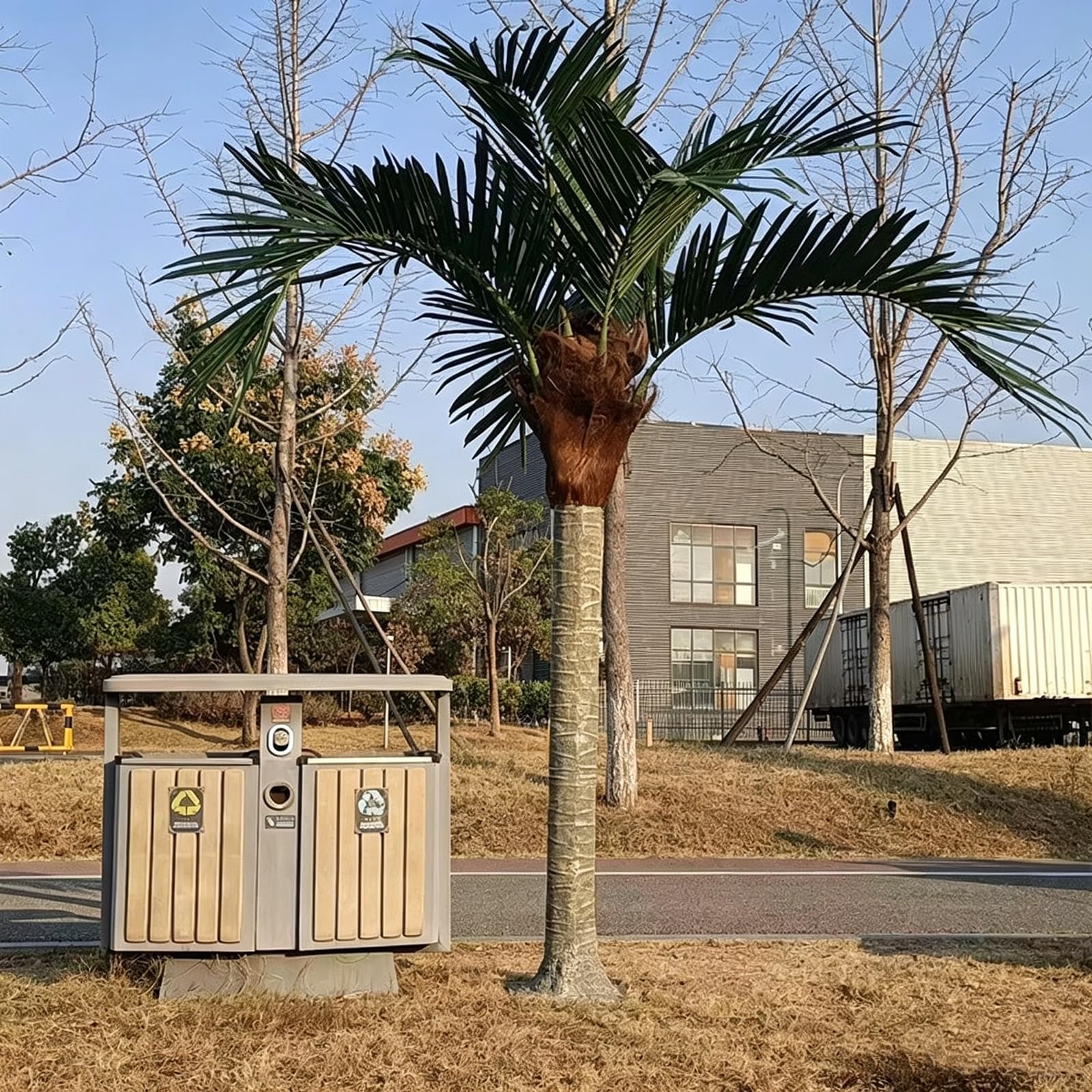 Compact Height Freestanding Artificial Coconut Palm Tree Miniature Tropical