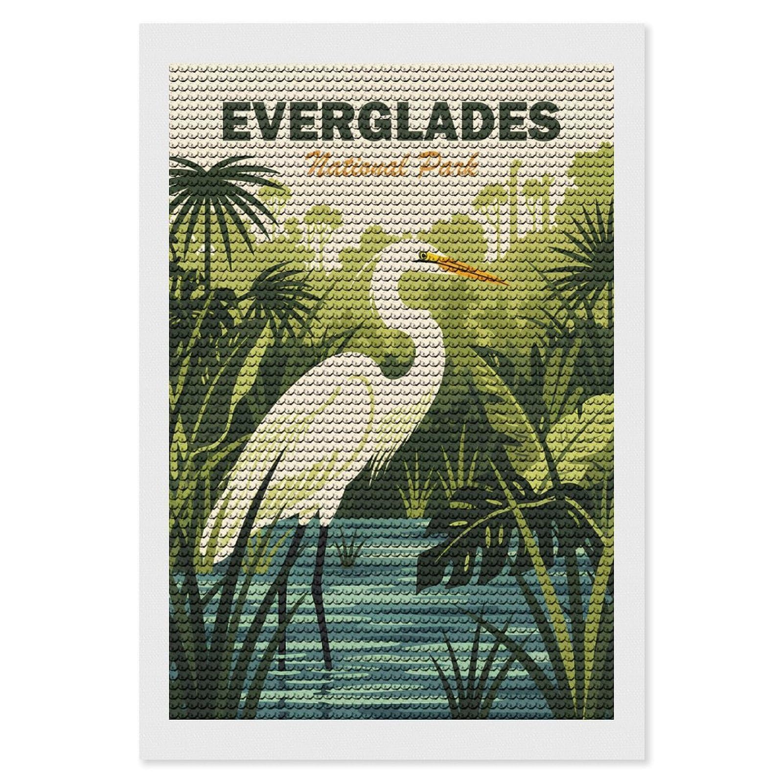 Junmoney Everglades National Park Diamond Painting Set 8"x12", Neat Printed Canvas, with Tool Kit, Bedroom Decor, Gift Idea, Complete Accessories