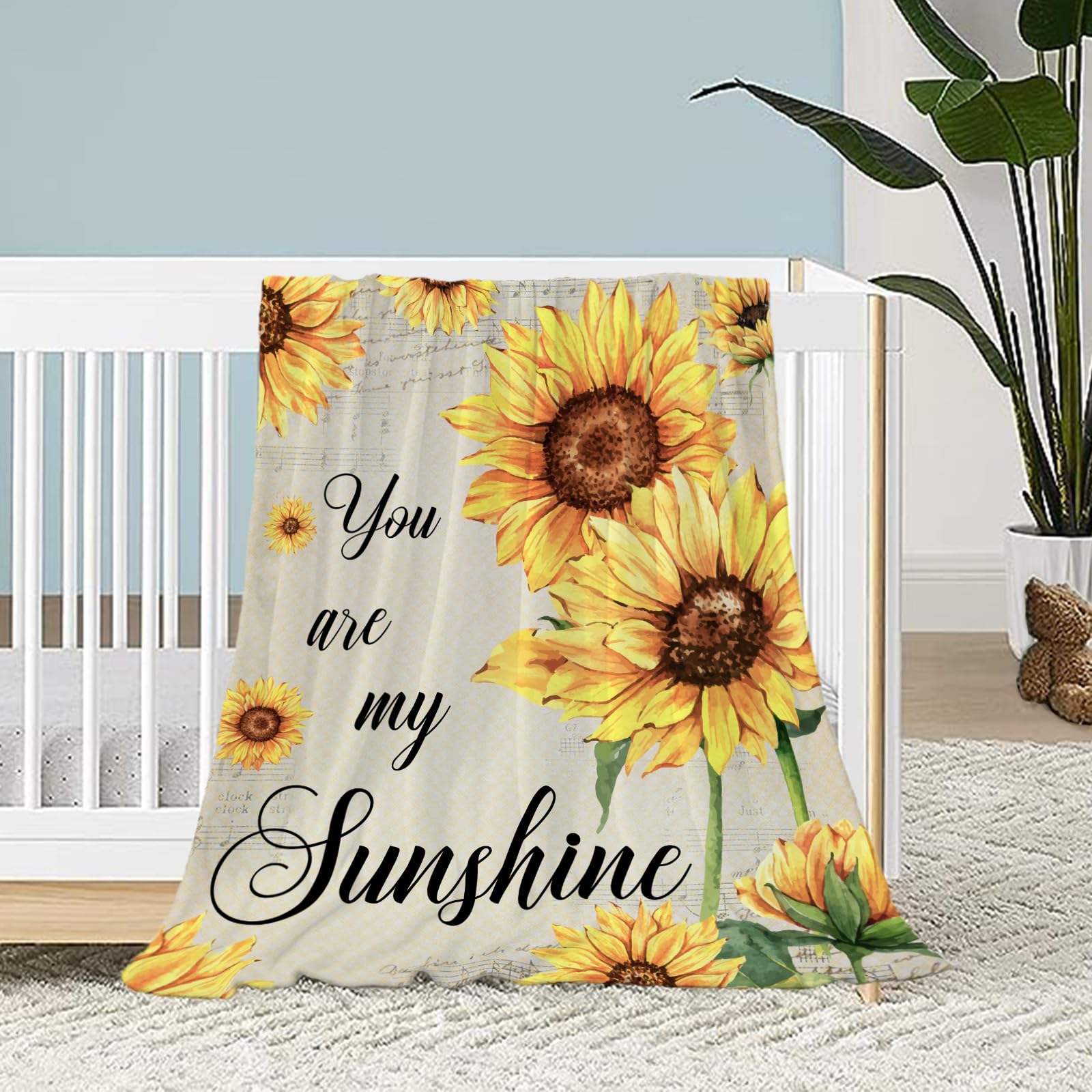 Neatee Living Sunflower Throw Blanket for Baby Small Spring Summer Floral Blanket Toddler Swaddle Crib Blanket Soft Fleece Blankets Gift for Baby Couch Bed Flower Decorative Blanket 30x40