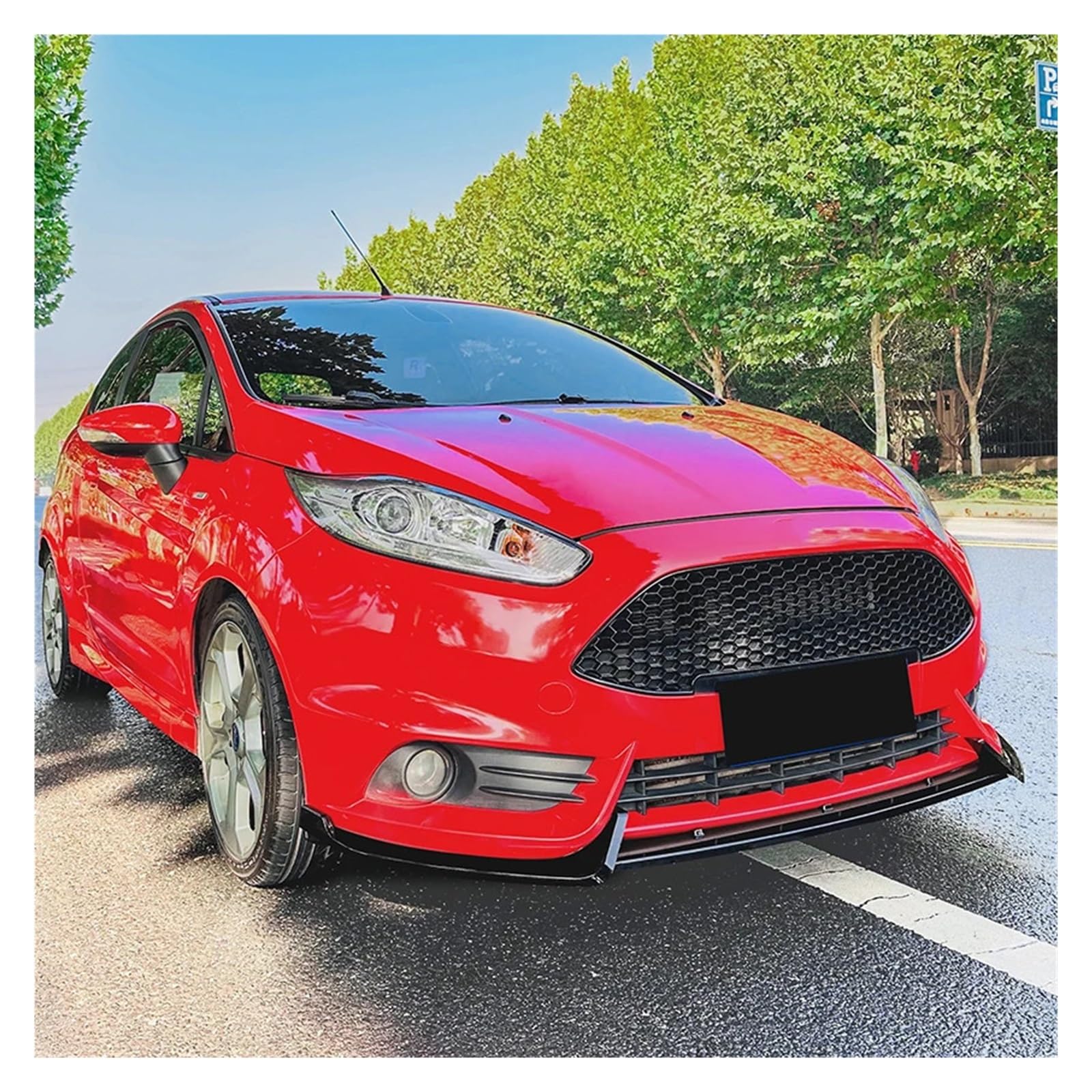 MCSTYEWR Przedni zderzak samochodowy kompatybilny z Fordem Fiesta ST MK6 2012-2017, spoiler, osłona na, zestaw karoserii, akcesoria samochodowe, części zewnętrzne(Carbon Look)