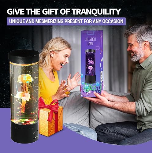 Miniatura 8 de Brewish Lámpara de medusas (motor mejorado 2025), 16 lámparas de humor que cambian de color, 4 modos de luz nocturna para acuario, tanque de peces