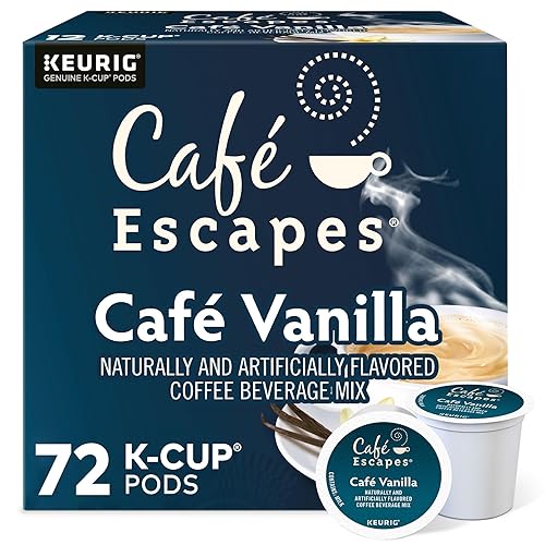 Cafe Escapes Cafe - bebida de café sabor vainilla cápsulas Keurig K-Cup de una sola porción 72 unidades Cafe Escapes Cafe - bebida de café sabor vainilla cápsulas Keurig K-Cup de una sola porción 72 unidades