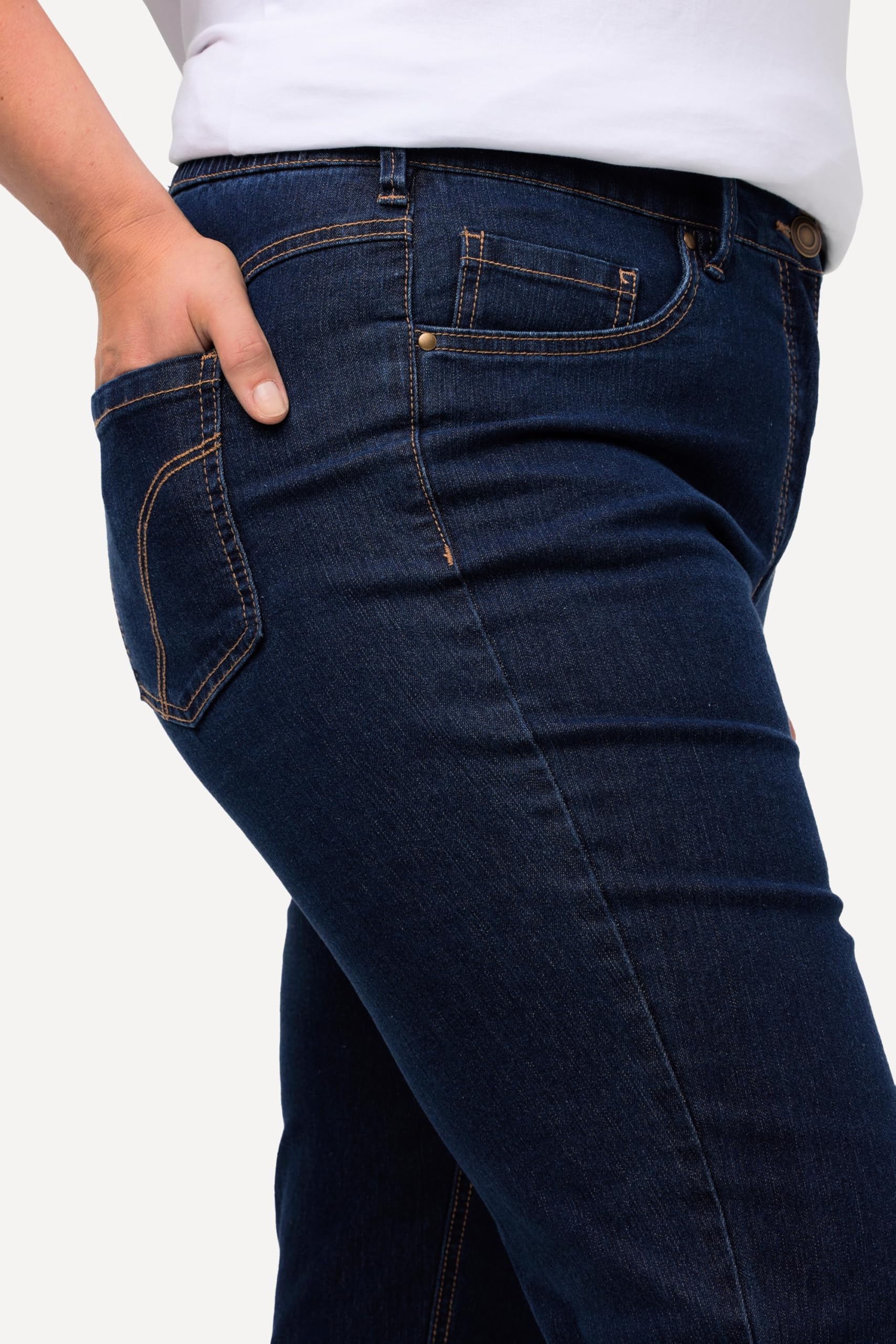 Ulla Popken Jeans Elasticizzati a Cinque Tasche con Taglio Dritto 702859