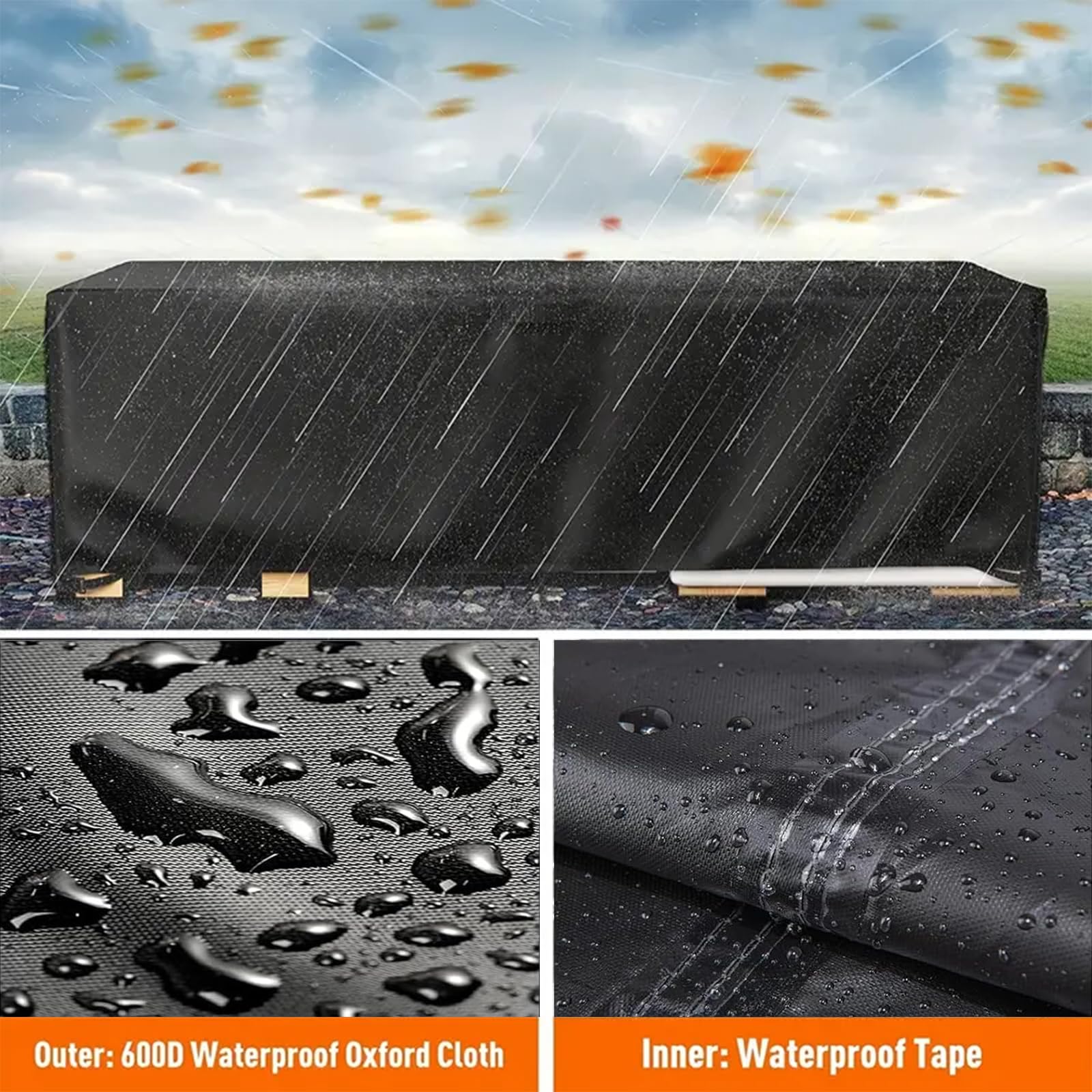Funda Mesa Exterior Impermeable, 420D Tissu Oxford Funda Muebles Jardín, Resistente Al Agua, Al Polvo Y A Los Rayos UV, Lonas Impermeables