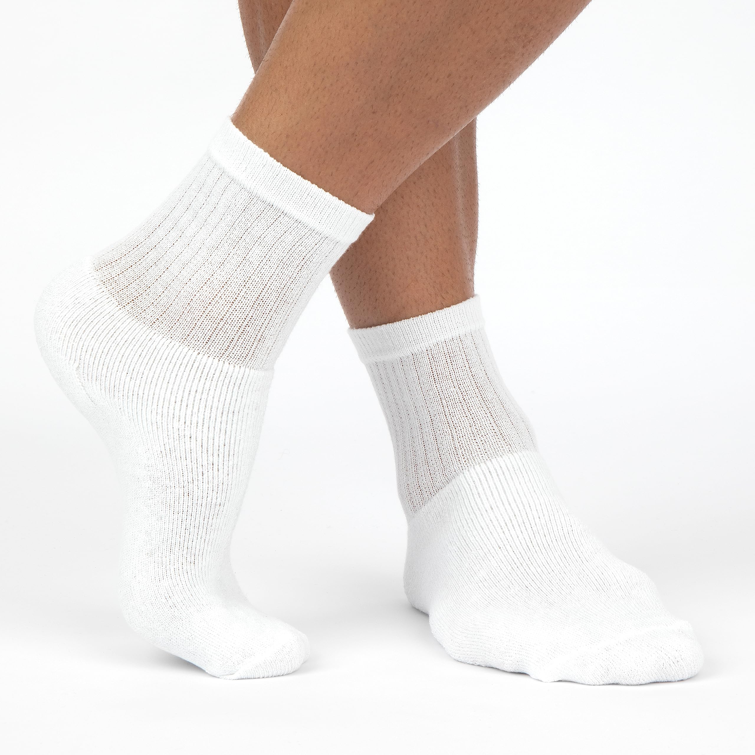 5, 10 o 20 paia di calzini TENNIS, 80% cotone, da uomo e da donna, colore bianco, con polsini confortevoli, qualità pesante 35-38, 39-42, 43-46, 47-49