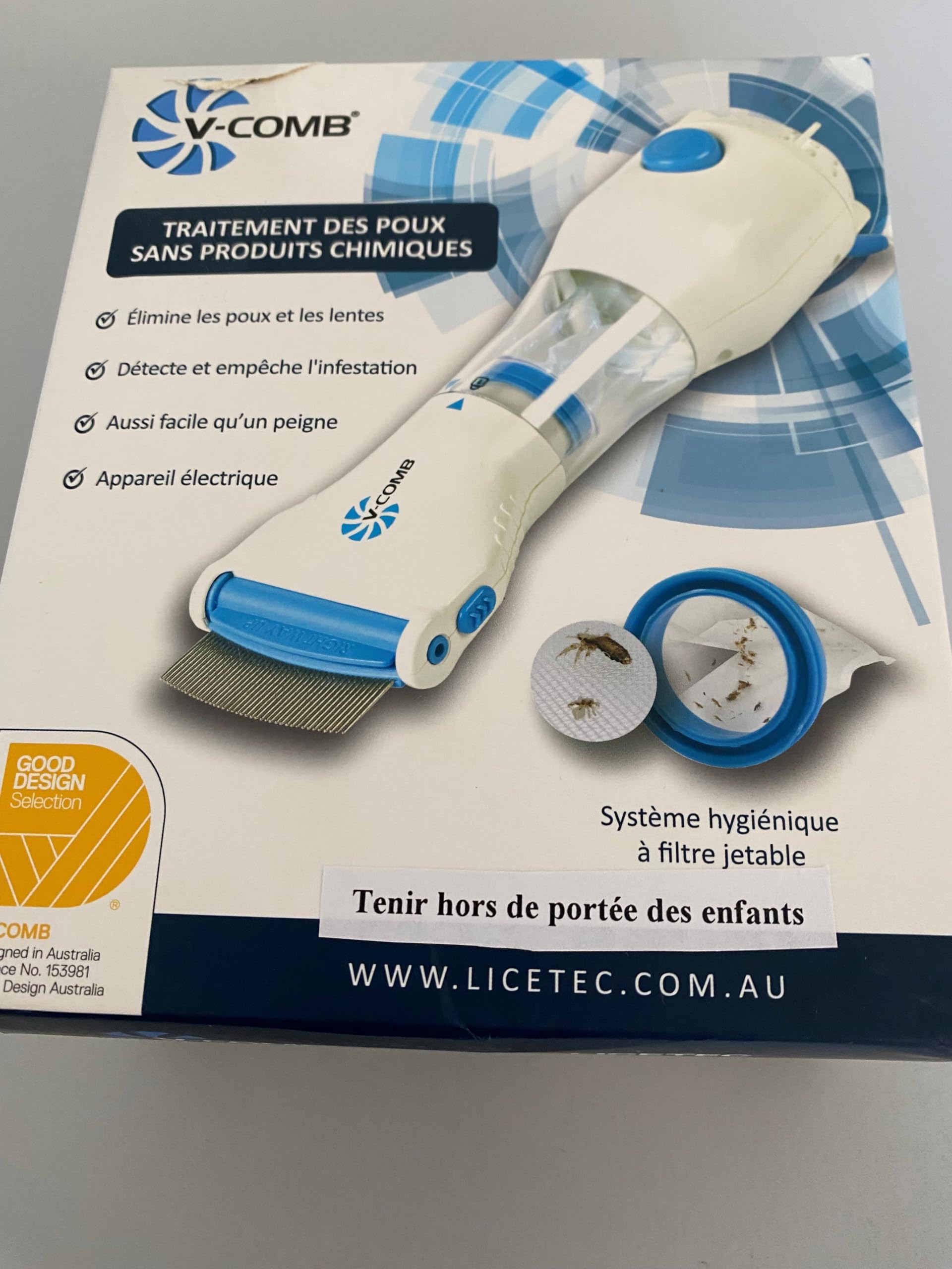 Licetec électrique Peigne à Poux - sans produits chimiques ( avec 4 filtres inclus) | Sans Produits Chimiques, 4 Filtres Inclus
