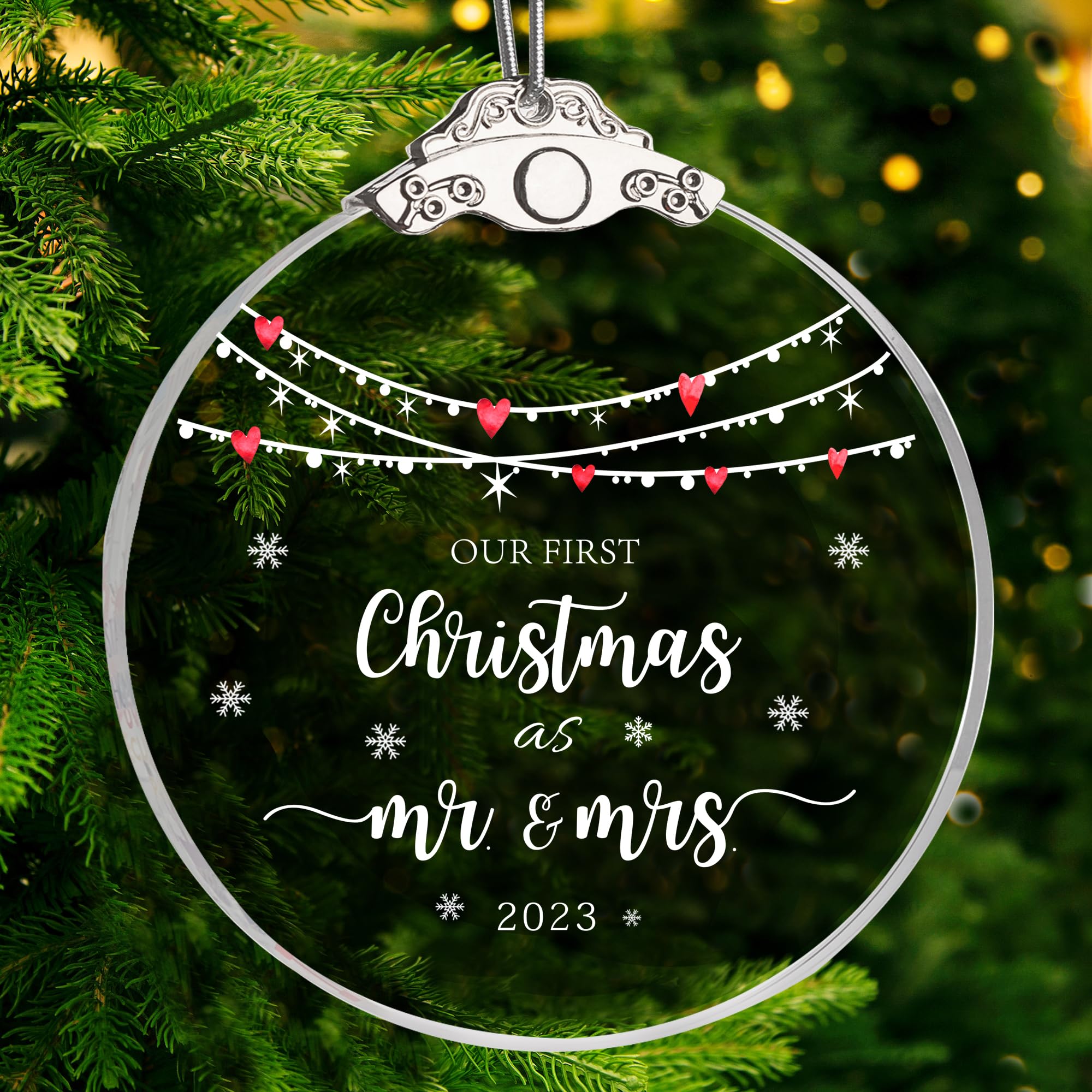 Wedding Gifts for Couples Bridal Shower Gifts Unique 2024 First Christmas Married Ornament 2024 Mr and Mrs Ornament Gifts Newlywed Gifts for Couples (White Mr Mrs)