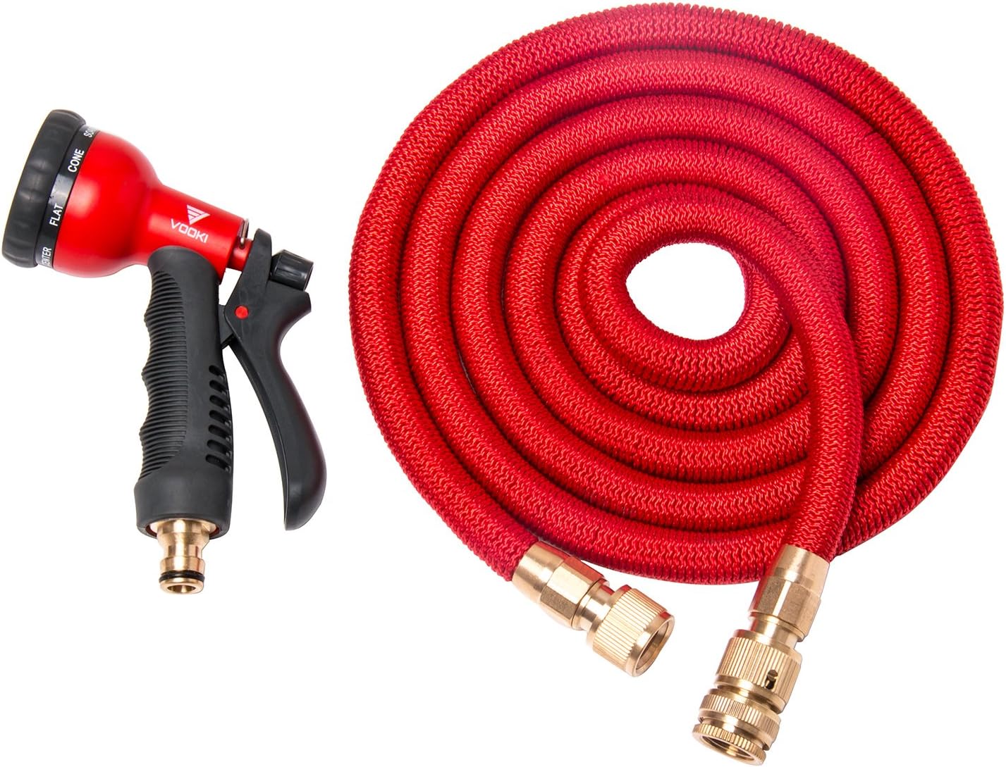 Garden Hose, VOOKI 100FT Expandable Irrigation 8 in 1 Hose Pipe with Triple Layer Latex Core, Solid Brass Connector and 8 Patterns Spray Nozzle for Watering/Car-washing/Snow-flushing etc