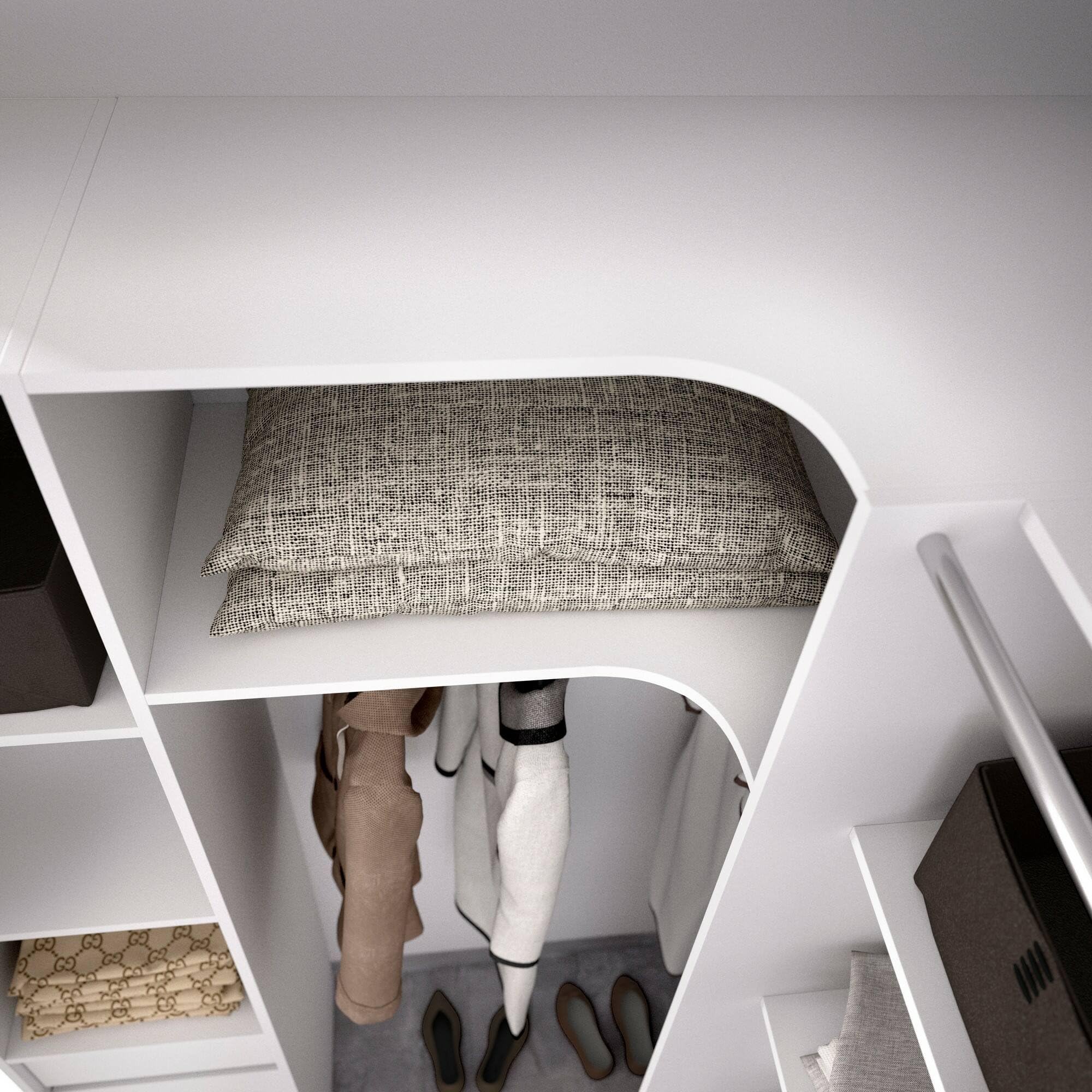 Dmora - Guardaroba grande Bestone, Mobile camera da letto, Cabina armadio portabiti, Armadio appendiabiti, 234x141 h205 cm, Bianco