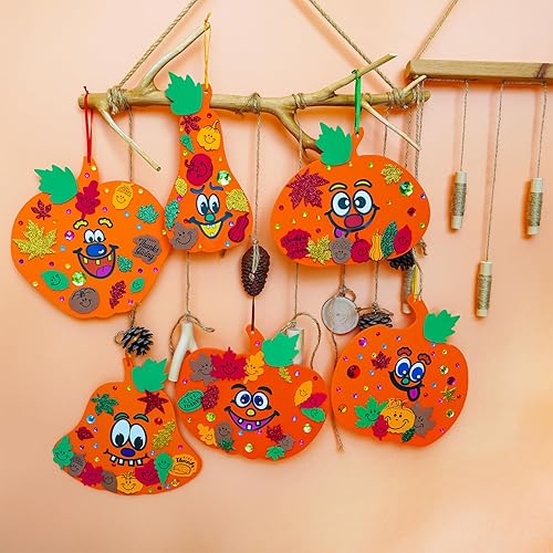 Miniatura 5 de Winlyn 30 juegos de decoraciones de calabaza de Halloween para bricolaje, kits de manualidades de calabaza de espuma, formas de calabaza de 8