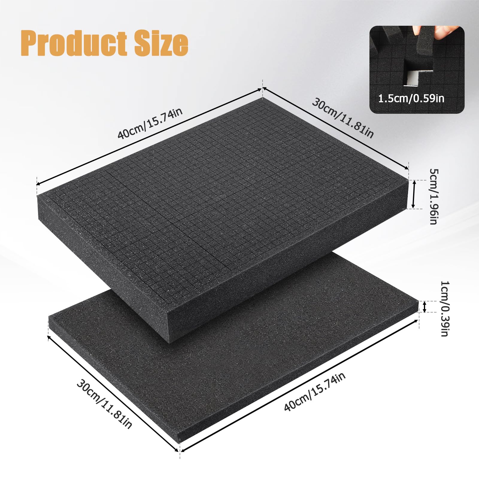 10 Stück Rasterschaumstoff Würfelschaum,5 * 400x300x50mm+5 * 400x300x10mm, Schaumstoff Polster Zuschnitt,DIY Vielseitige Schaumstoffeinlage für Werkzeug,Kamerakoffer,Koffereinlage, Tabletop Miniaturen