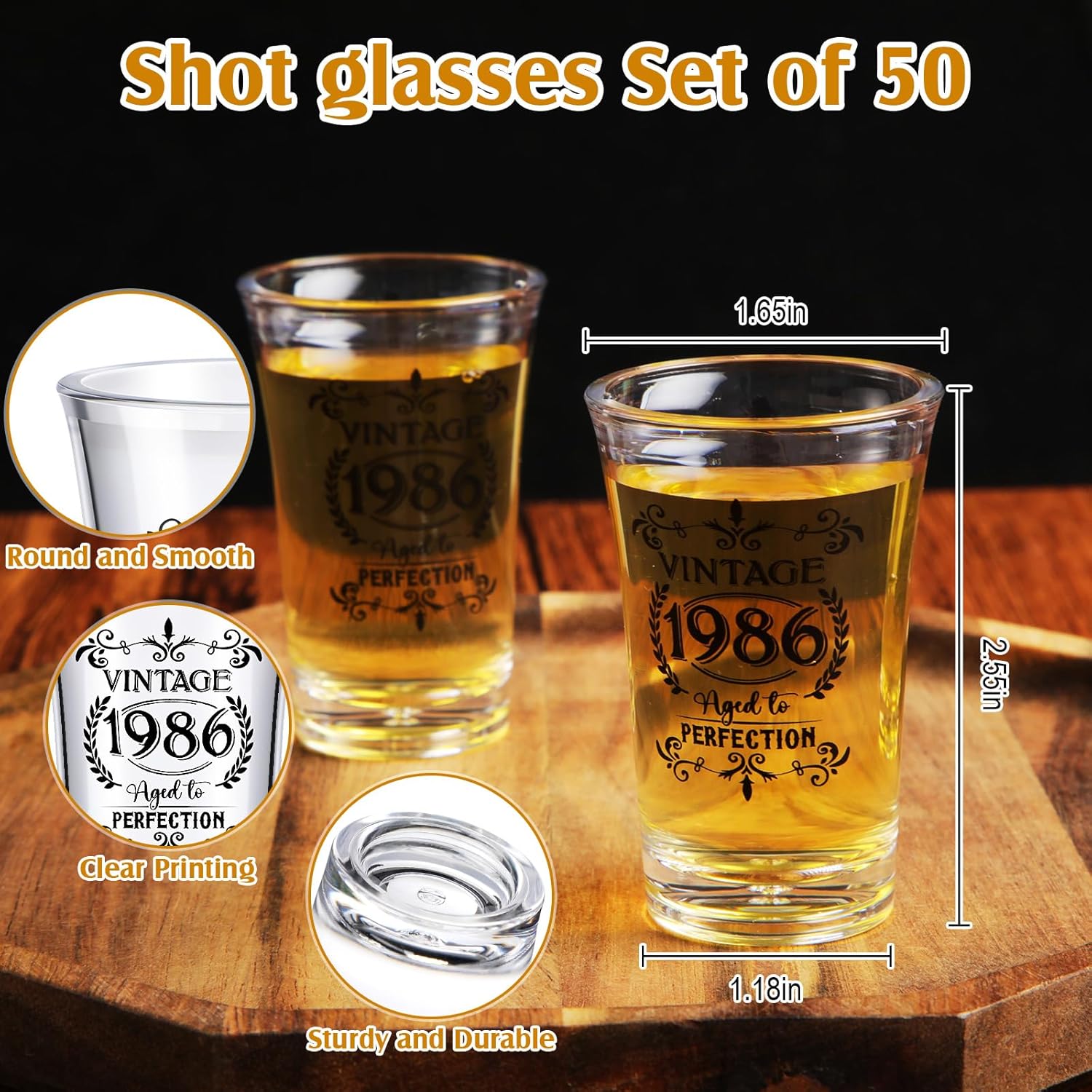 LemonRoad 50 Set 40th Birthday Party Favor for Guest Bulk, 1.4 oz Plastic Shot Glasses Cup, Cheers to 40/50/60/70/80 Years Beer Bottle Opener Keychain Thank You Card Gift Bag for Souvenir Party Gift