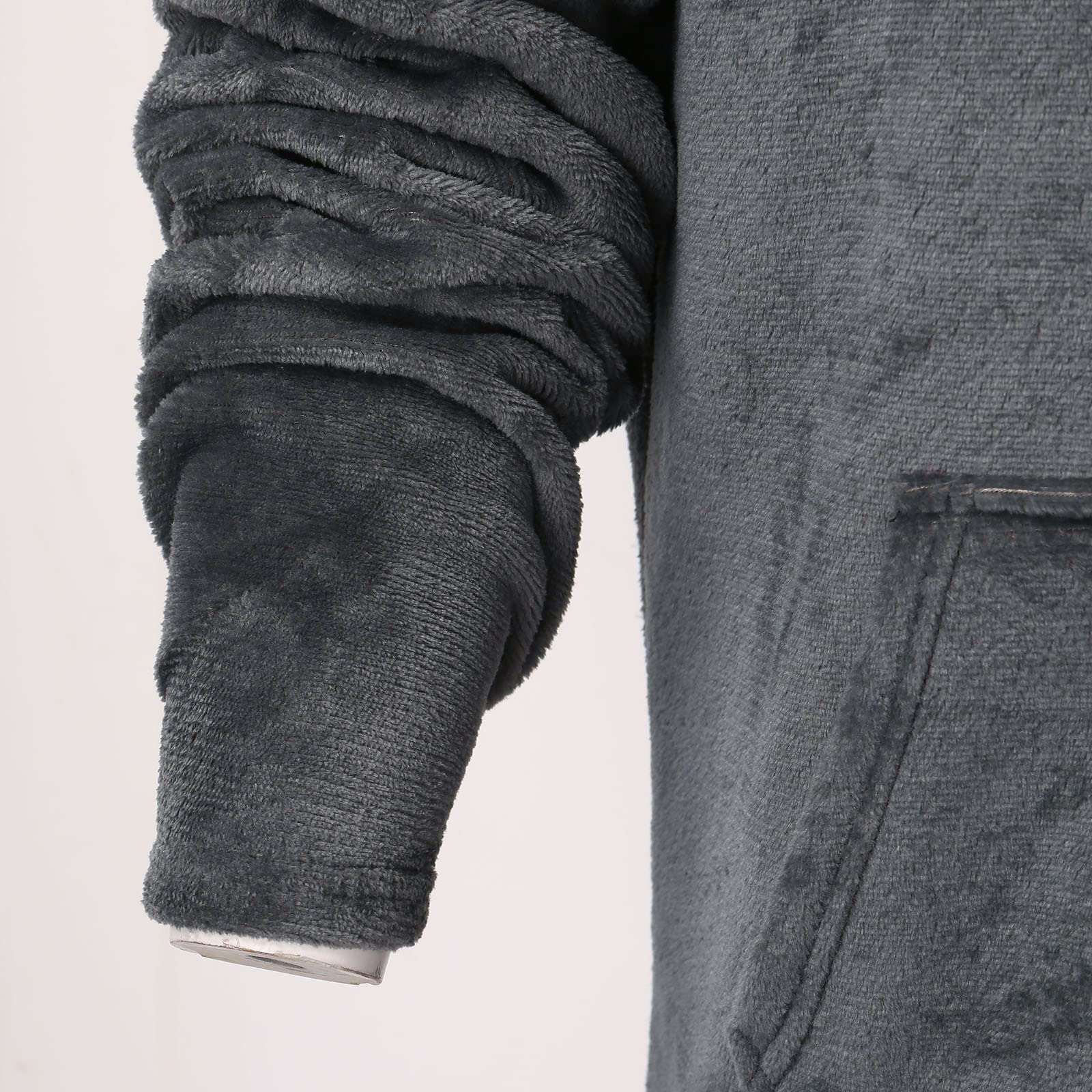 Herren Freizeit Soft Basic Schlafanzug Set Langarm Fleece Warm Kapuzen Pyjama Hose Oberteil Zweiteiler