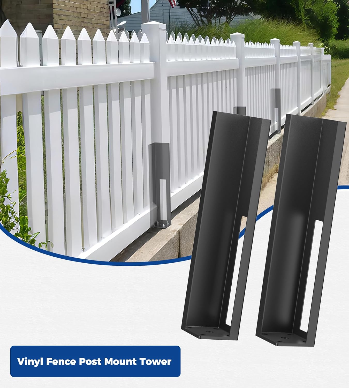 5x5x24 Vinyl Fence Post Mount Tower with Outdoor Powder Coating for Vinyl Fence,2PCS Fence Post kit,Full Weld Fence Post Insert