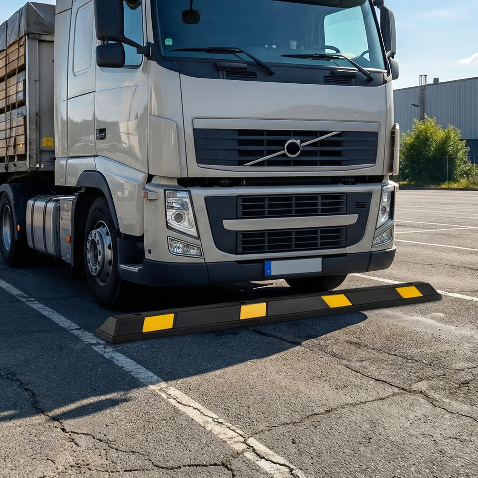 COSTWAY Radstopper aus Gummi, Einparkhhilfe 184 cm, Parkplatzbegrenzung bis 3000 kg Belastbar, Parkbegrenzung mit gelben Reflektorstreifen, Parkplatzsperre für Garage, Parkplatz (1 er Set)