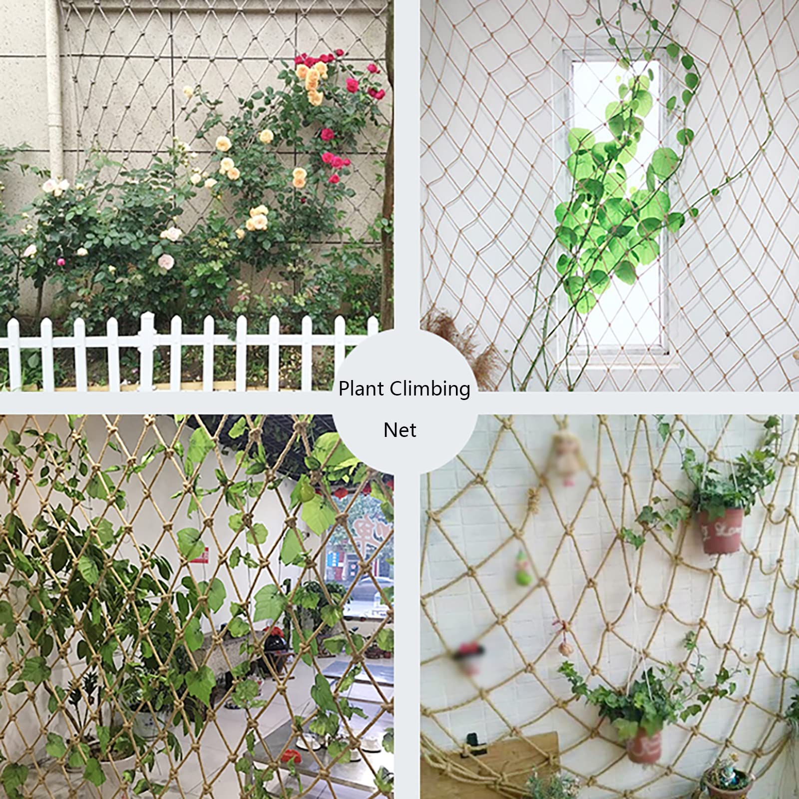 YYHH Reti da Arrampicata per Bambini All'aperto, Corda di Iuta per Piante Rampicanti Reti da Giardino A Traliccio per Piante Rampicanti Fagioli Frutta Parete Foto retrò(Size:2x2m)
