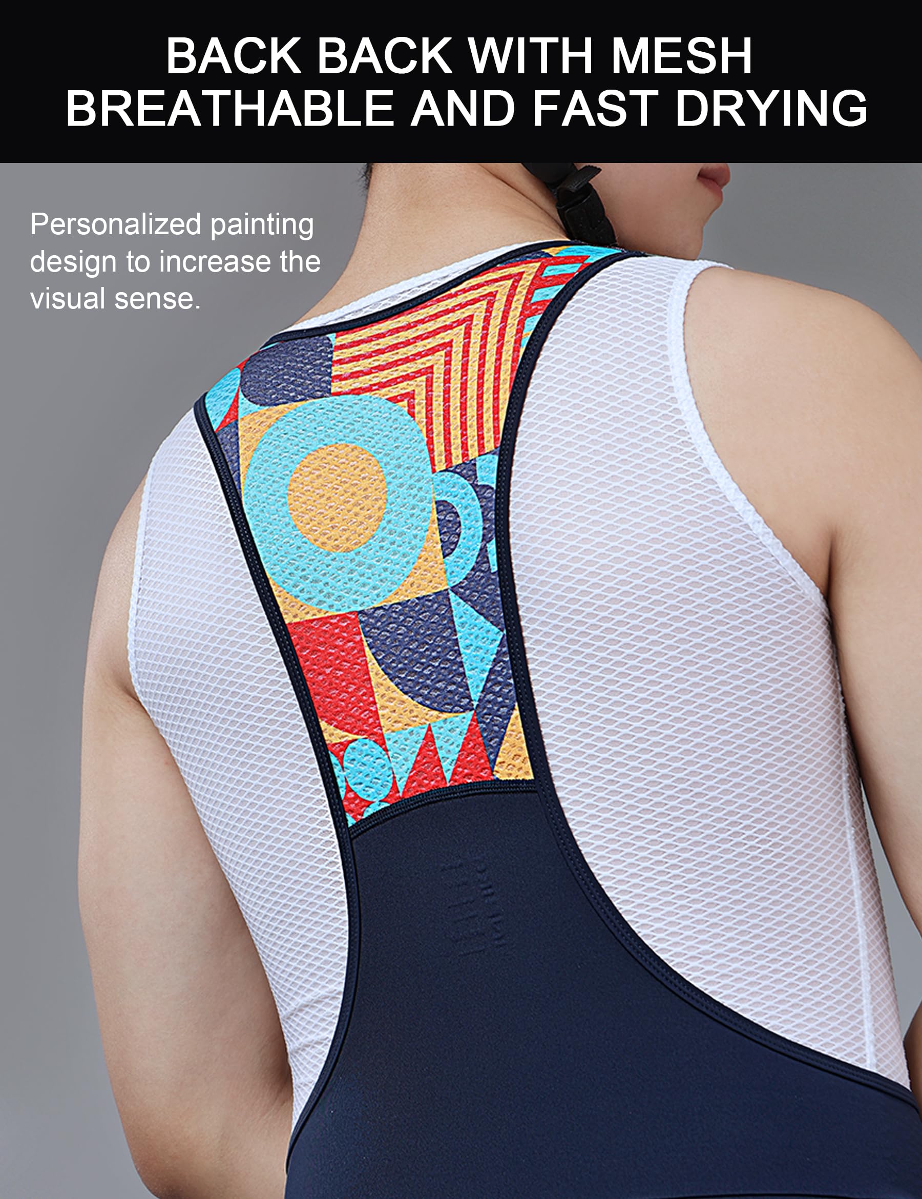 INBIKE Cuissards Vélo Homme Bretelle Impressions 3D Rembourré Ergonomique Bib Short Cyclisme VTT CX022